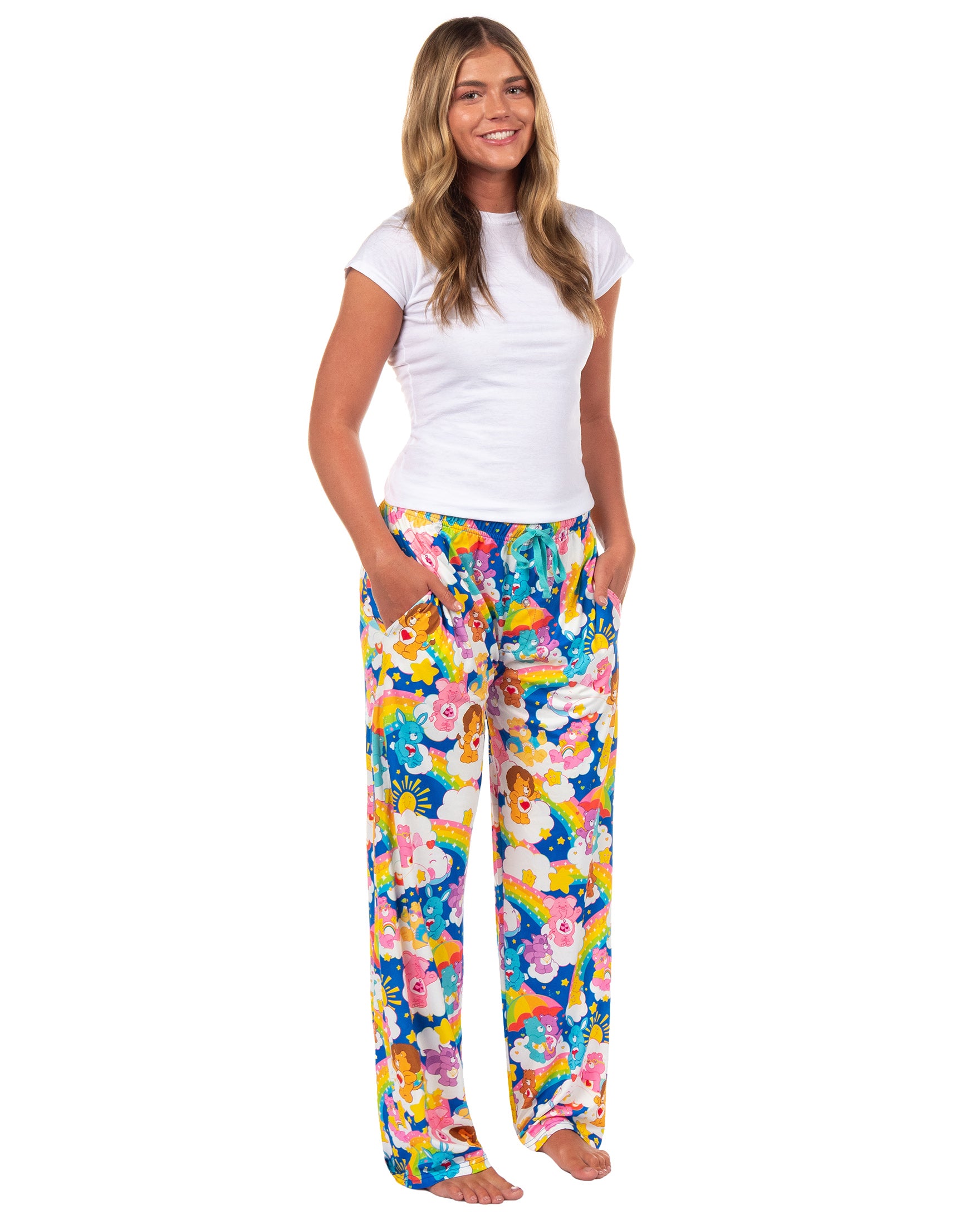 Care Bears Pajama Pants Rainbow Cheer Swift Heart Rabbit Wish Share PJs