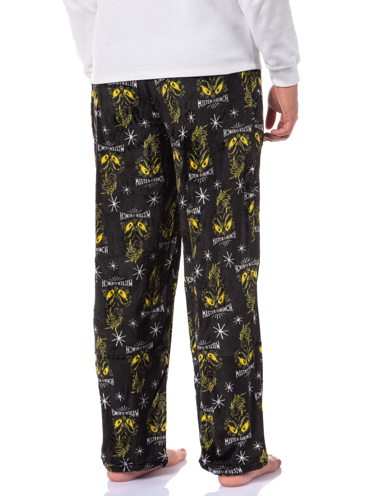 Dr Seuss Grinch Men's Mister Grinch Eyes Plush Fleece Men's Pajama Pants