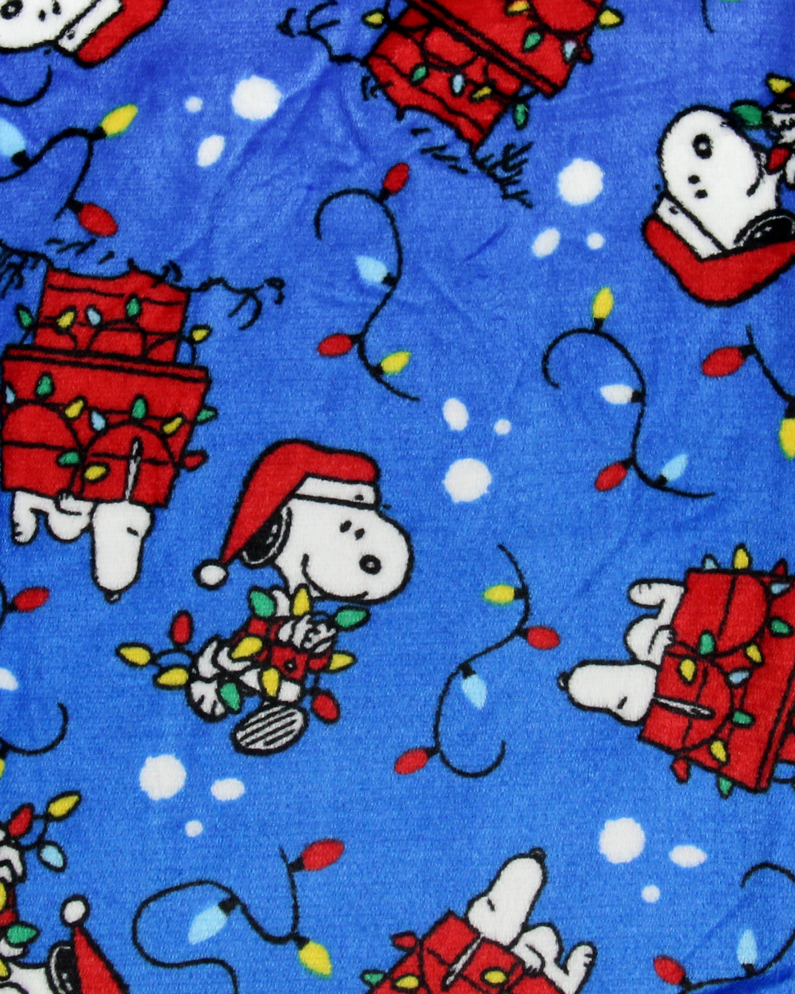 Peanuts Snoopy Doghouse Christmas Lights Plush Fleece Men's Pajama Pants