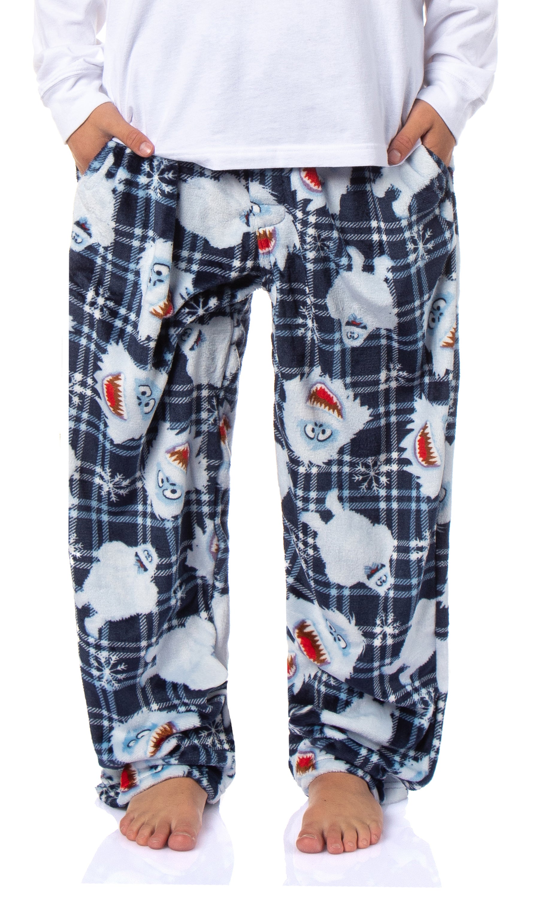 Rudolph The Red-Nosed Reindeer Bumble The Abominable Snowman Plush Fleece Men's Pajama Pants with Adjustable Waistband