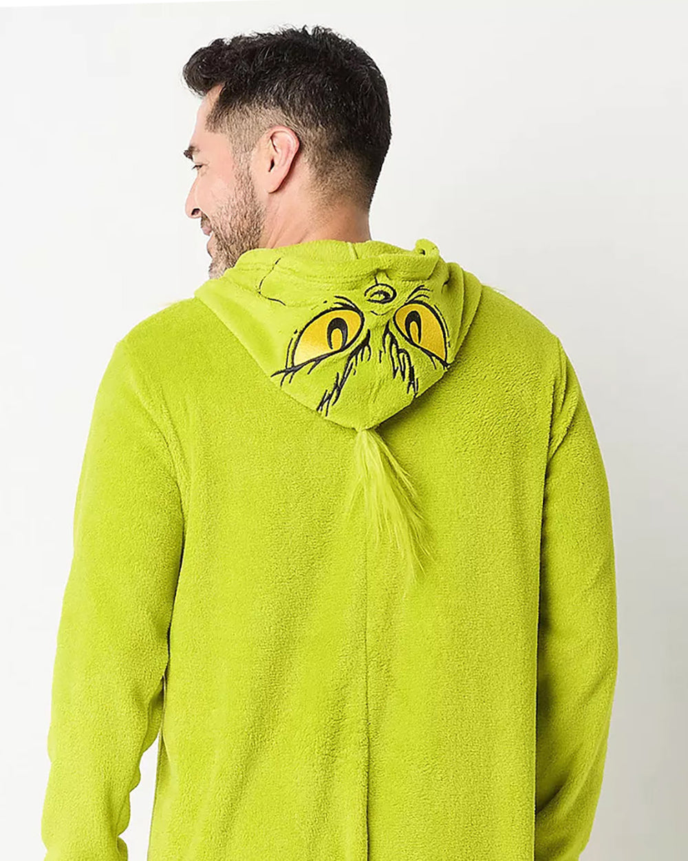 The Grinch Union Suit Men's Merry Grinchmas Zip Up Plush Hooded Loungewear