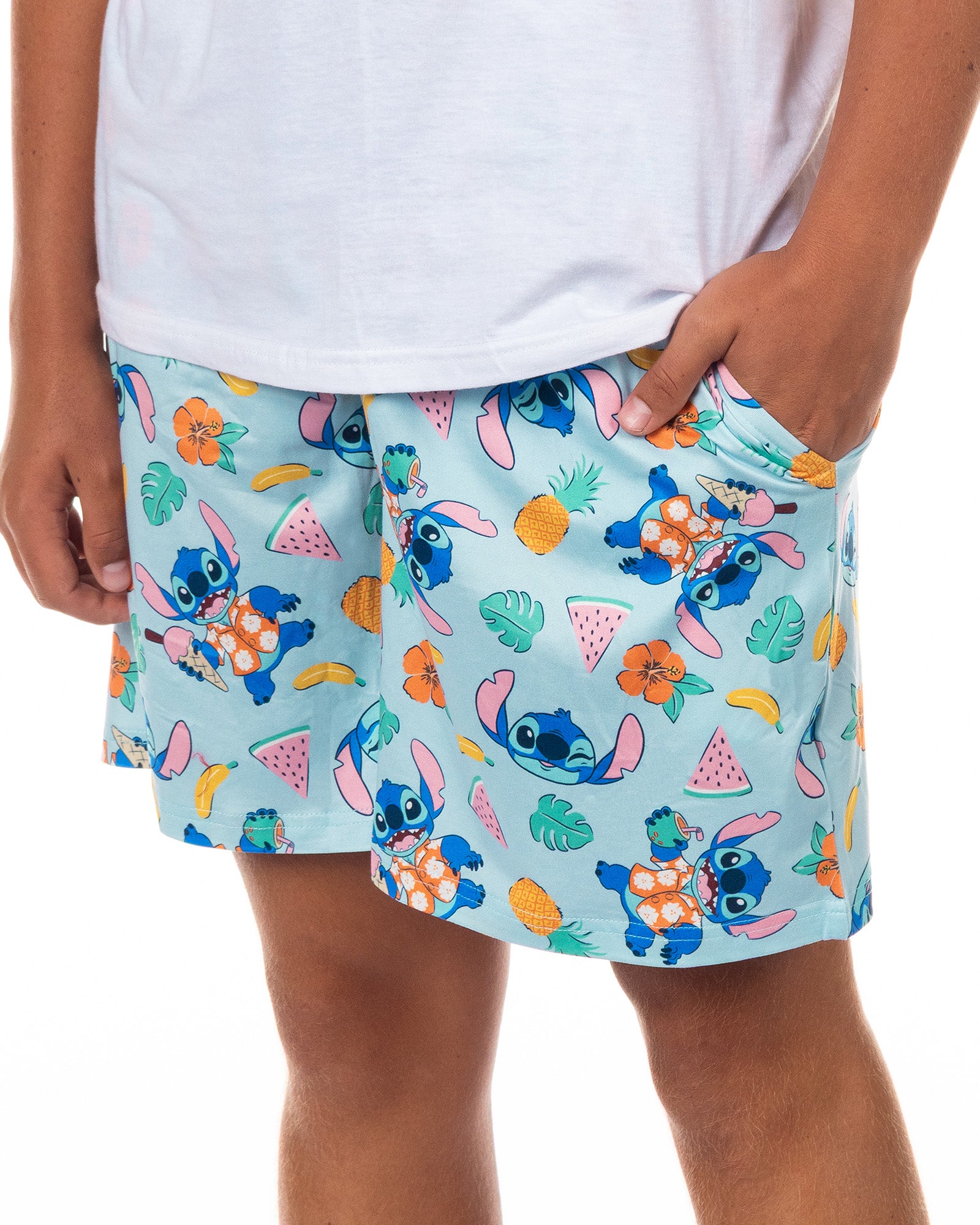 Disney Stitch Pajamas Men's Tropical Vibe Lounge Sleep Shorts