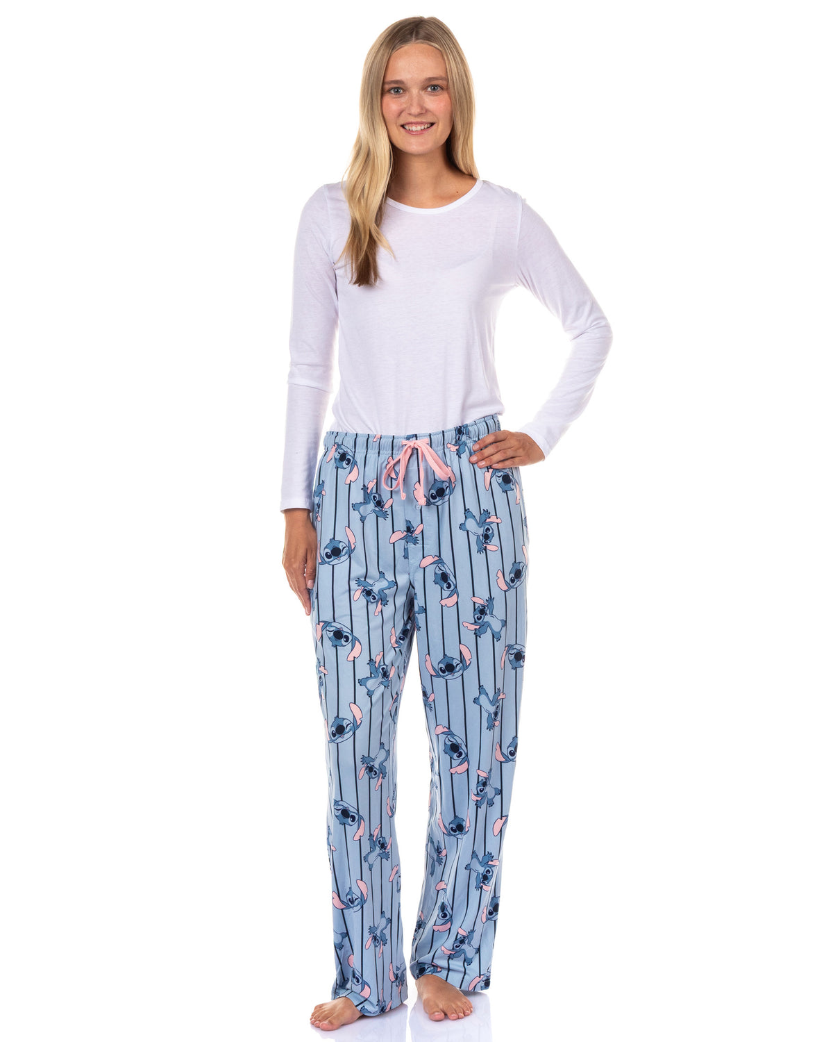 Disney Stitch Pajama Pants Striped Men's Lounge Sleep Bottoms