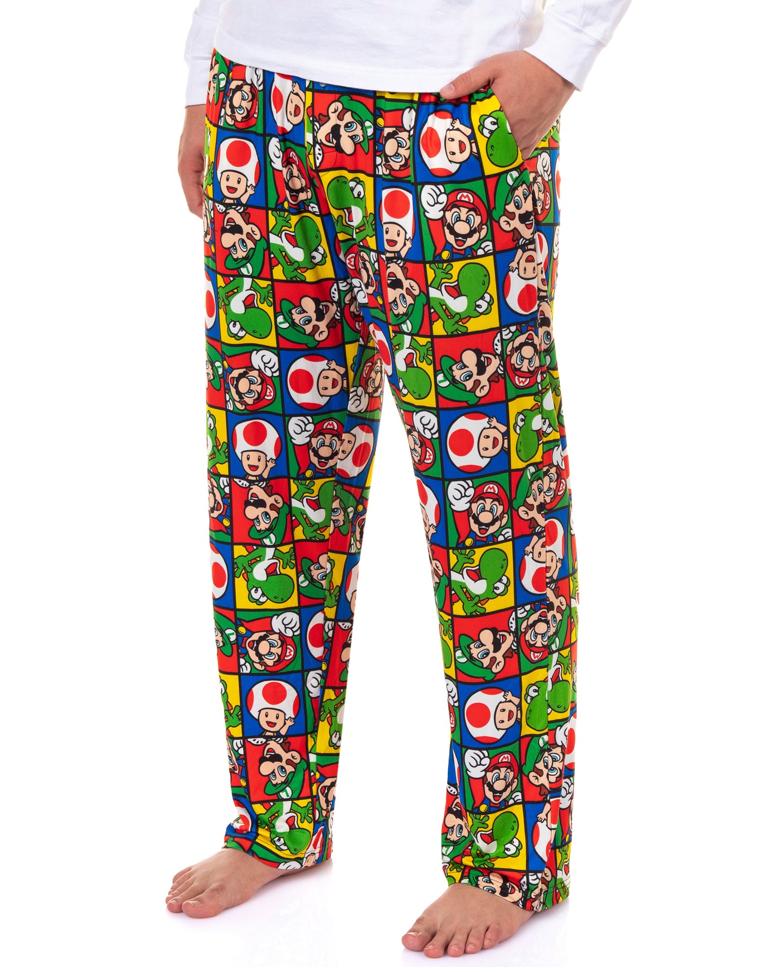 Super Mario Pajamas Men's Character Grid Lounge Pajama Pants