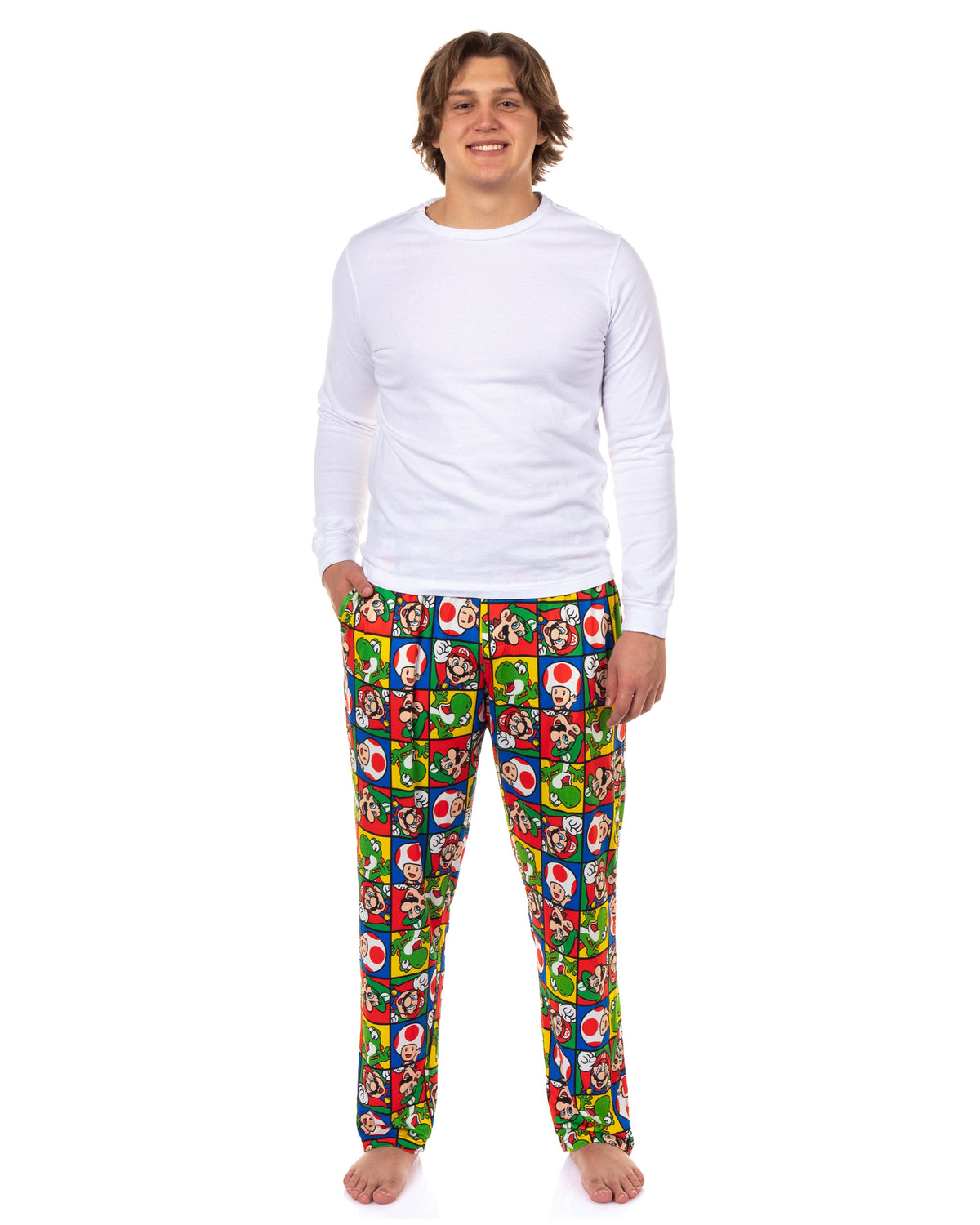Super Mario Pajamas Men's Character Grid Lounge Pajama Pants