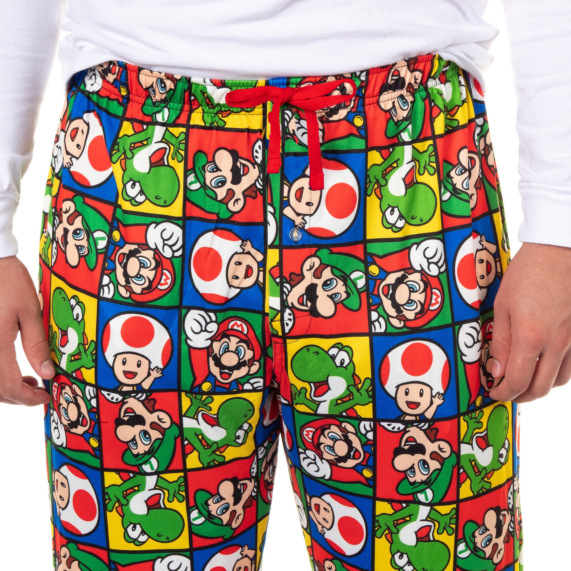 Super Mario Pajamas Men's Character Grid Lounge Pajama Pants
