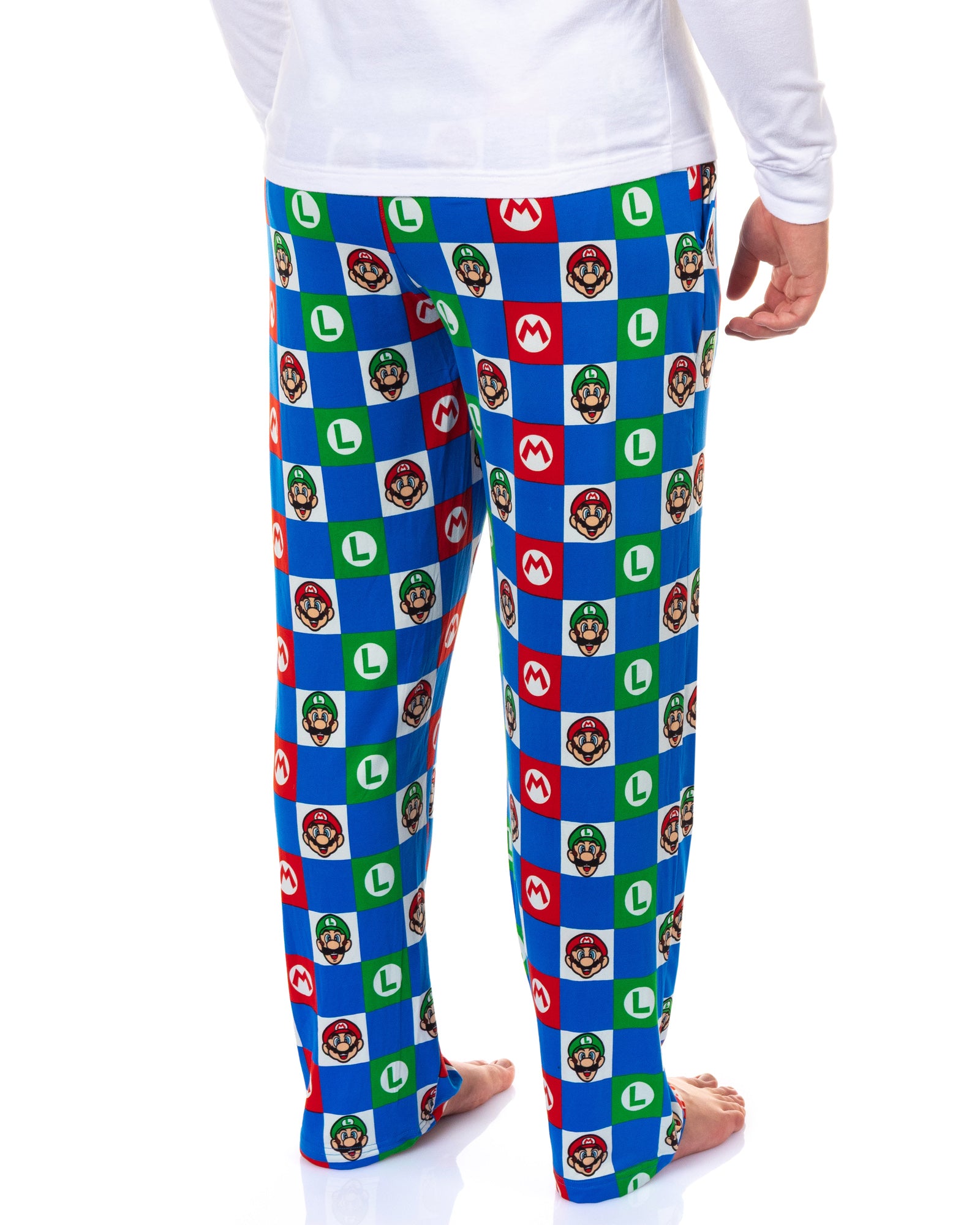 Super Mario Pajamas Men's Character Logo Checkered Lounge Sleep Pants