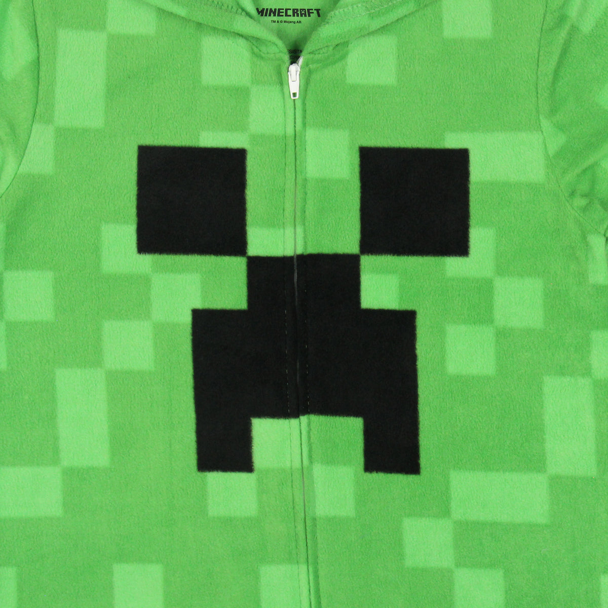 Minecraft Kids Fleece Creeper Hooded Union Suit Zip Front Footless Sleep Pajama