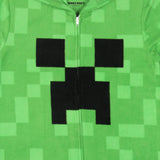 Minecraft Kids Fleece Creeper Hooded Union Suit Zip Front Footless Sleep Pajama