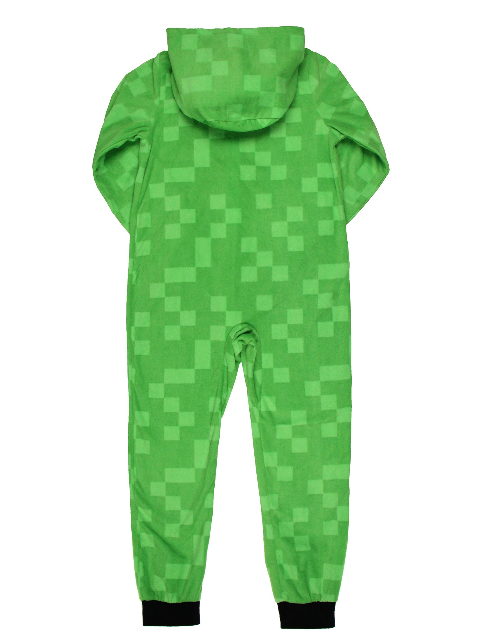 Minecraft Kids Fleece Creeper Hooded Union Suit Zip Front Footless Sleep Pajama