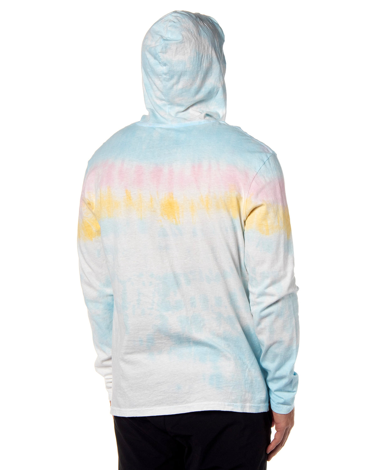 Disney Men's Mickey Mouse Classic Original Tie-Dye Long Sleeve Hooded Shirt Adult