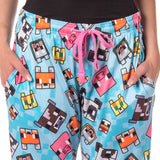 Minecraft Women's Chibi Animal Face Blocks AOP Pajama Lounge PJ Pants
