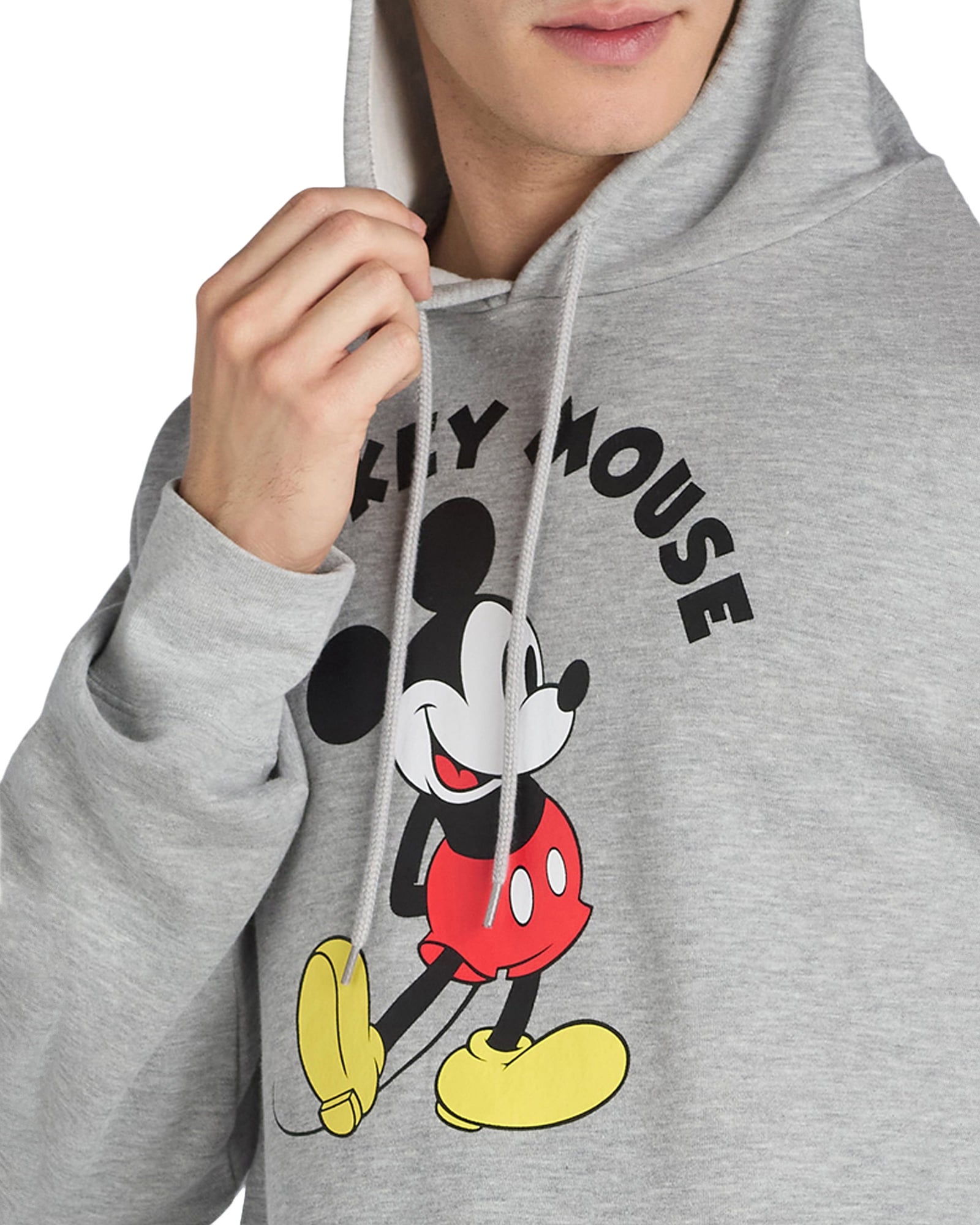 Disney Mickey Mouse Hoodie Mens Hands Behind Back Pose Graphic Print Pullover