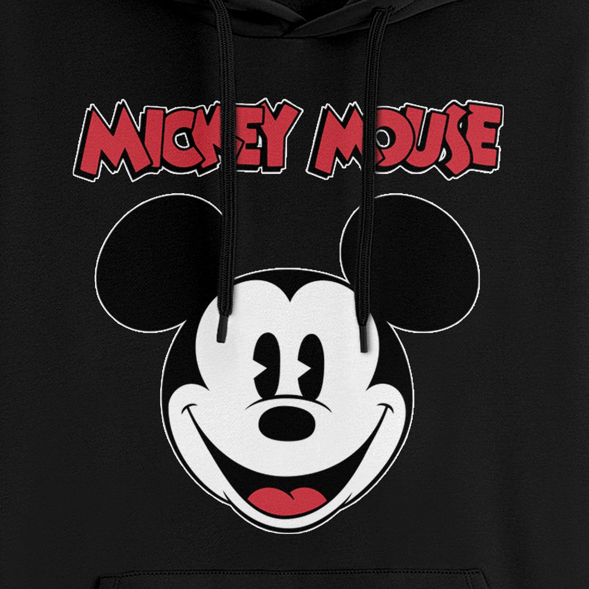 Disney Mickey Mouse Hoodie Mens Big Face Graphic Print Pullover Sweatshirt