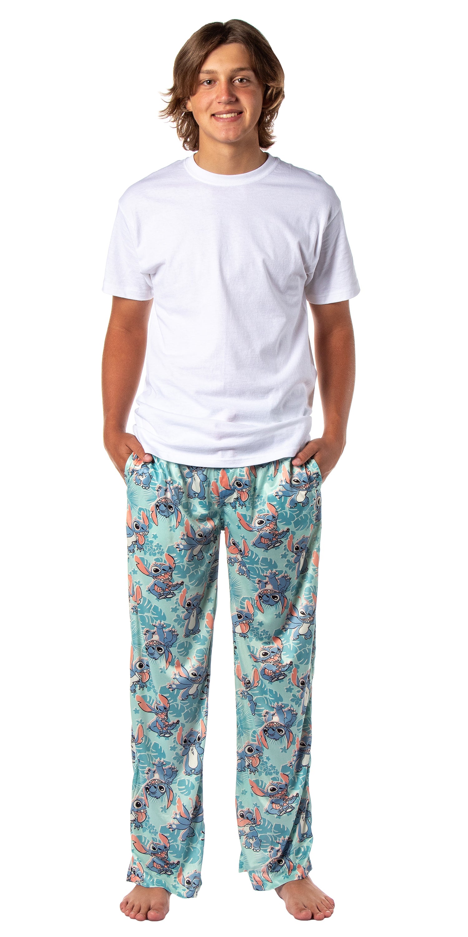 Disney Adult Lilo & Stitch Tropical Leaves Allover Print Pajama Pants (Medium)