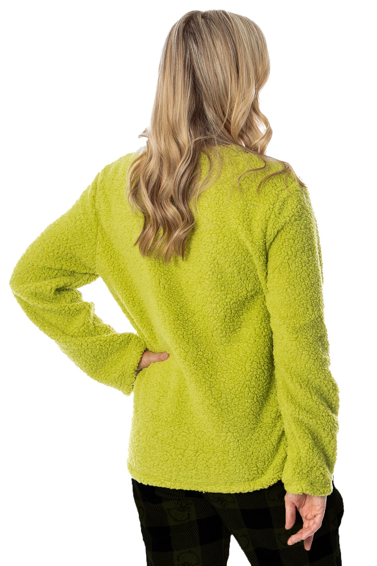 Dr. Seuss Adult GRINCH Who Stole Christmas Fleece Pullover Long Sleeve Top