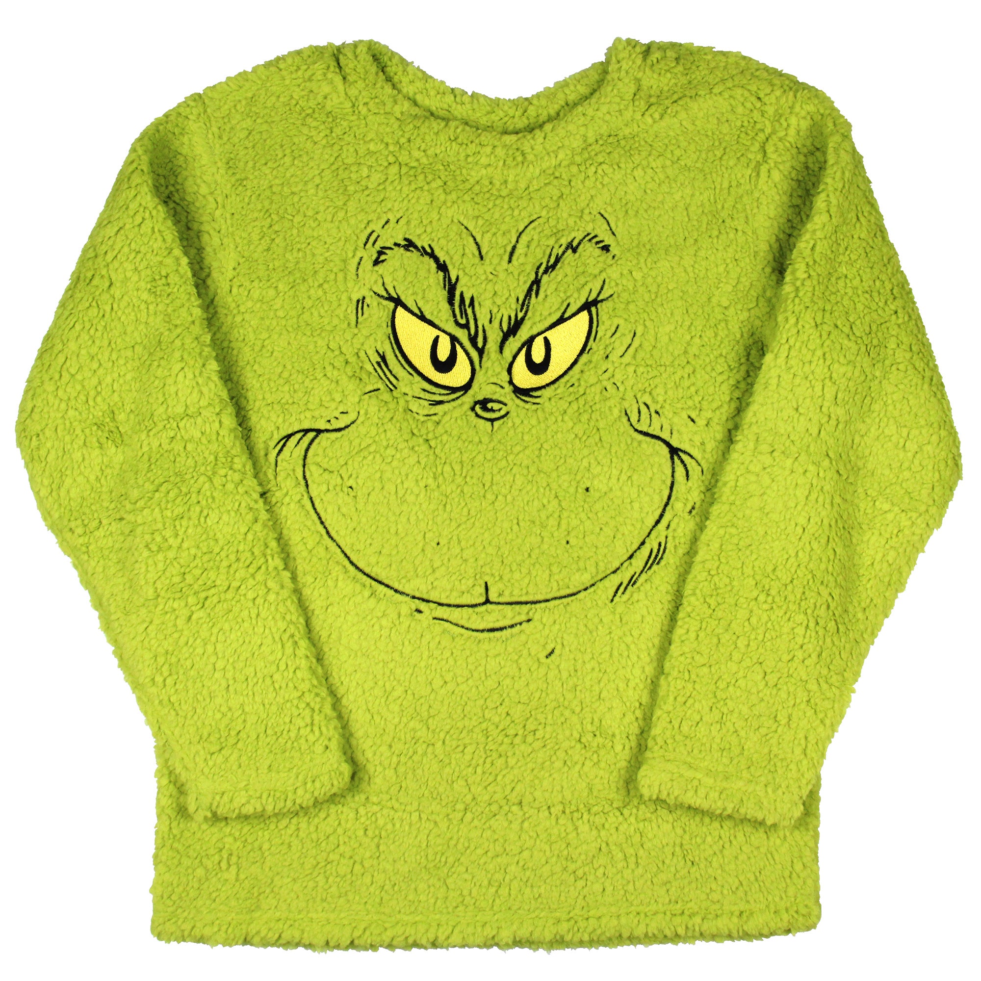 Dr. Seuss Adult GRINCH Who Stole Christmas Fleece Pullover Long Sleeve Top