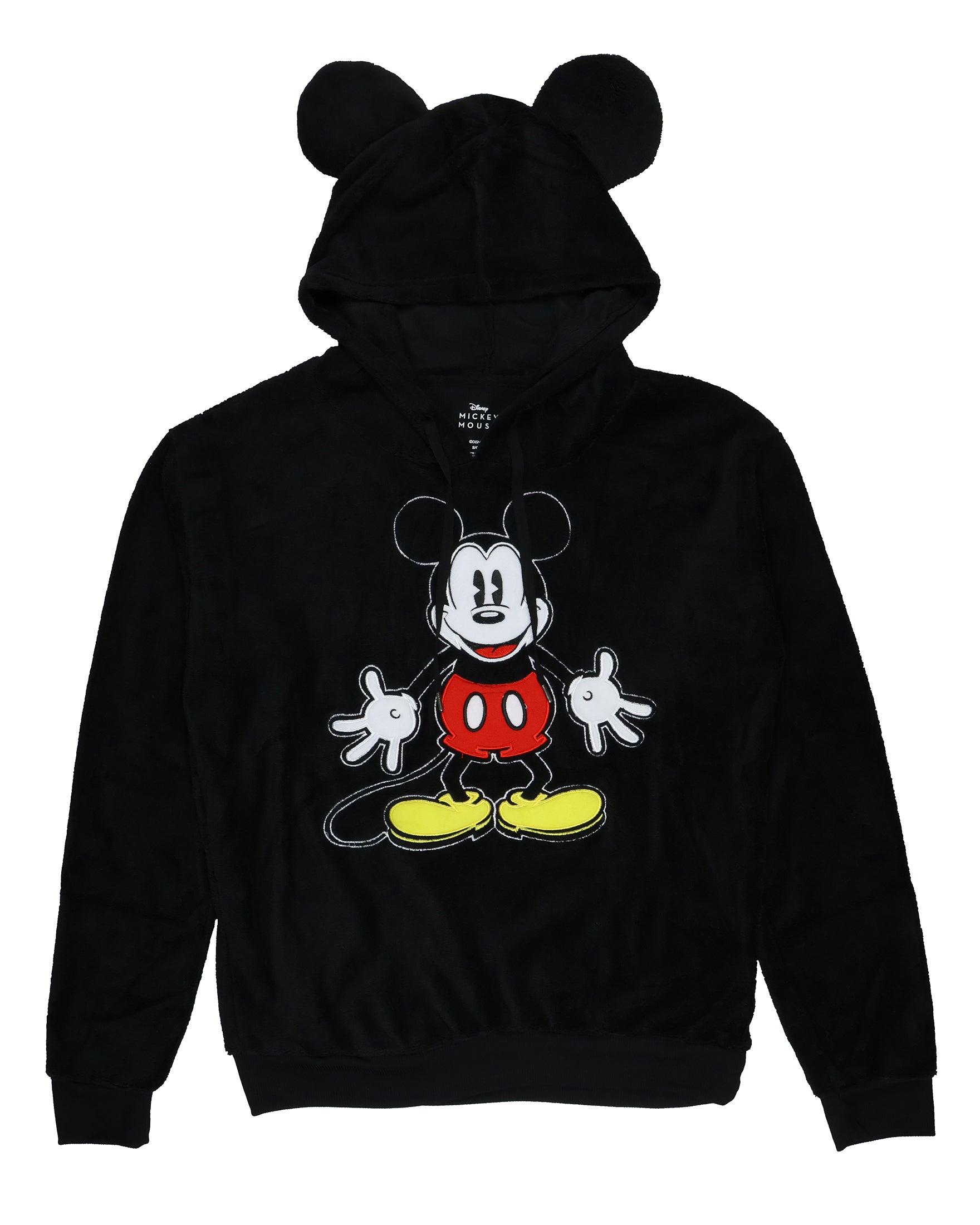 Disney Mickey Mouse Men's Embroidered Design 3D Ears Plush Fleece Pullover