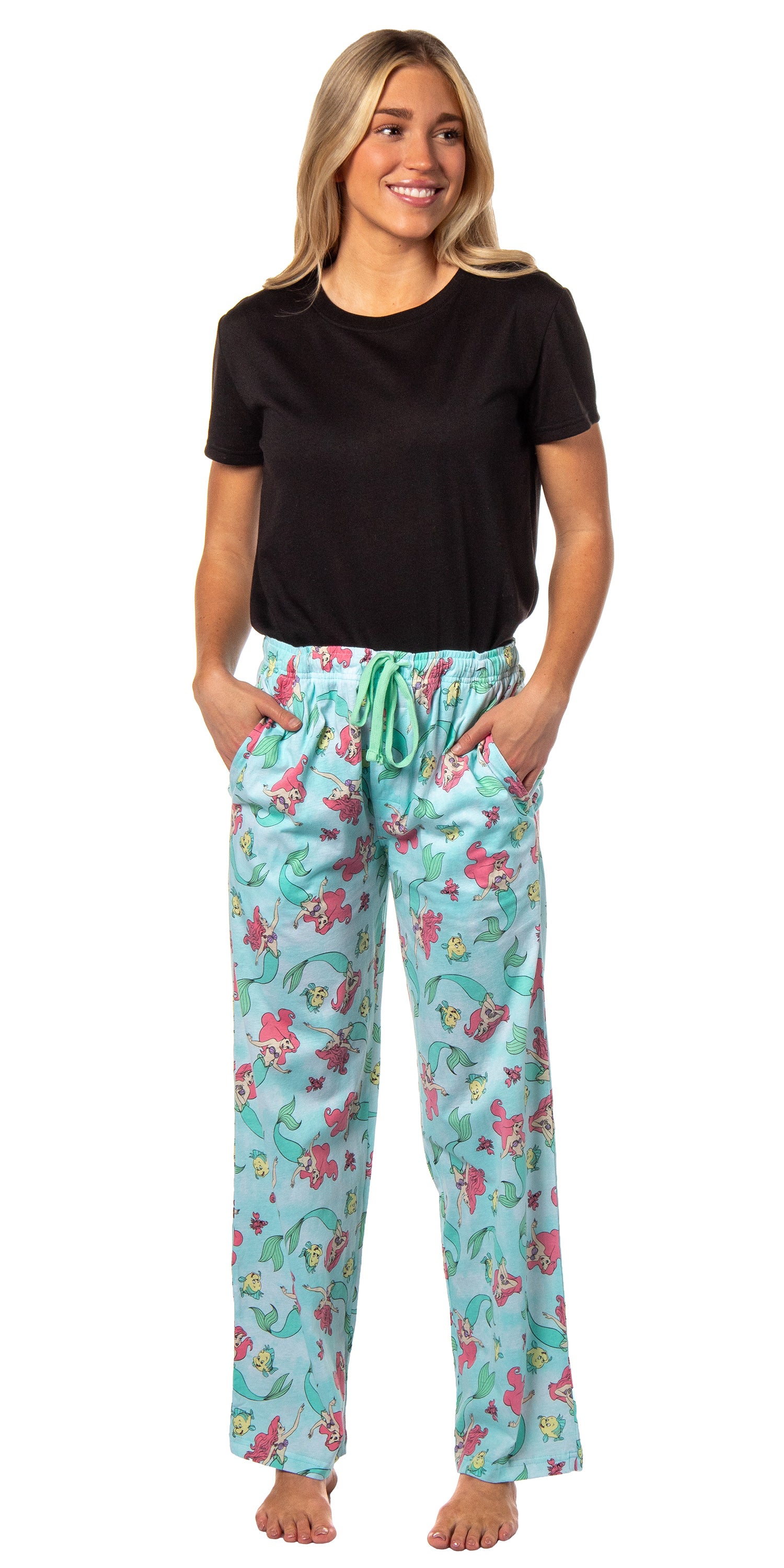 Disney Adult The Little Mermaid Ariel Flounder Sebastian Pajama Sleep Pants