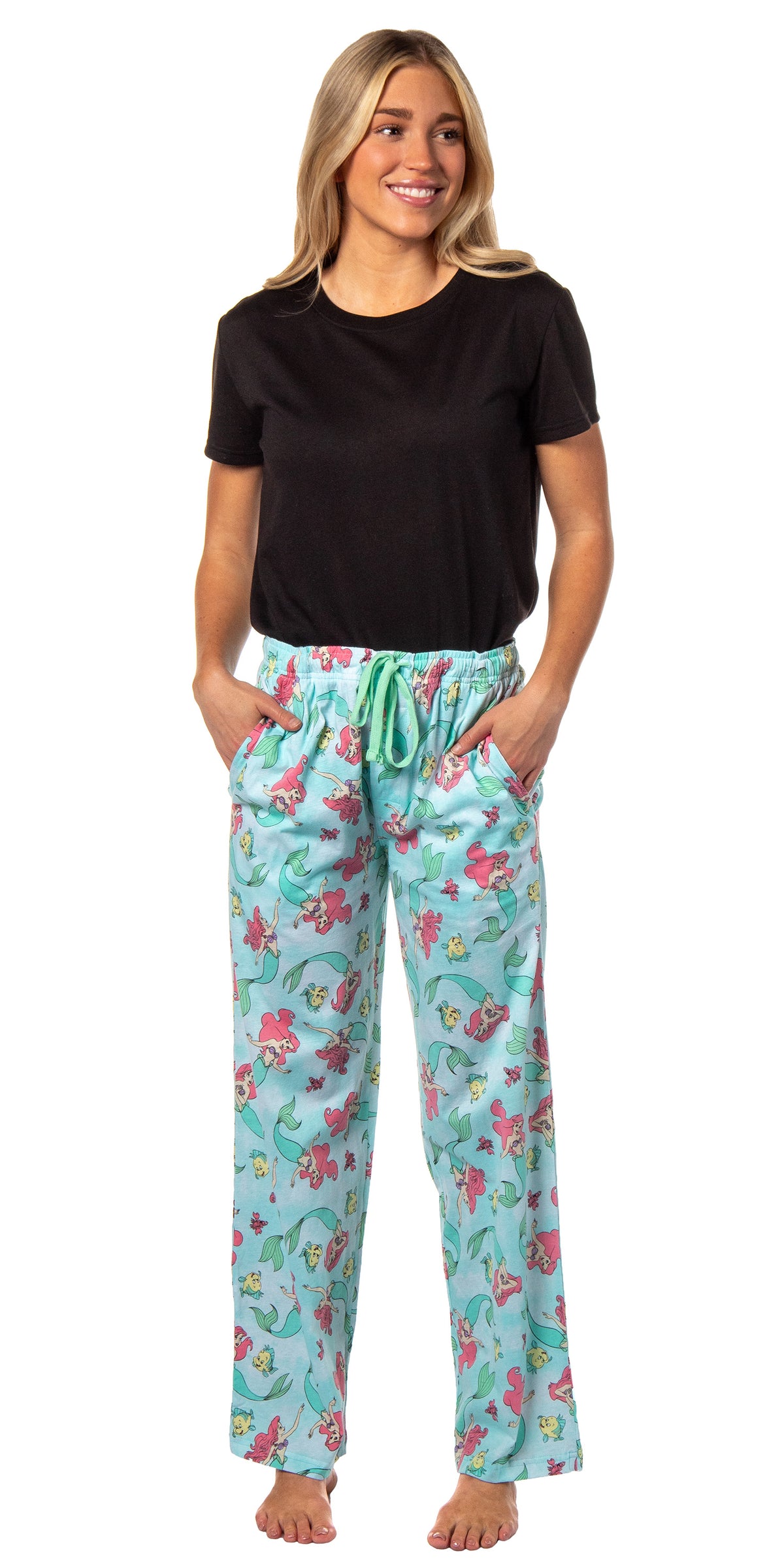 Disney Adult The Little Mermaid Ariel Flounder Sebastian Pajama Sleep Pants