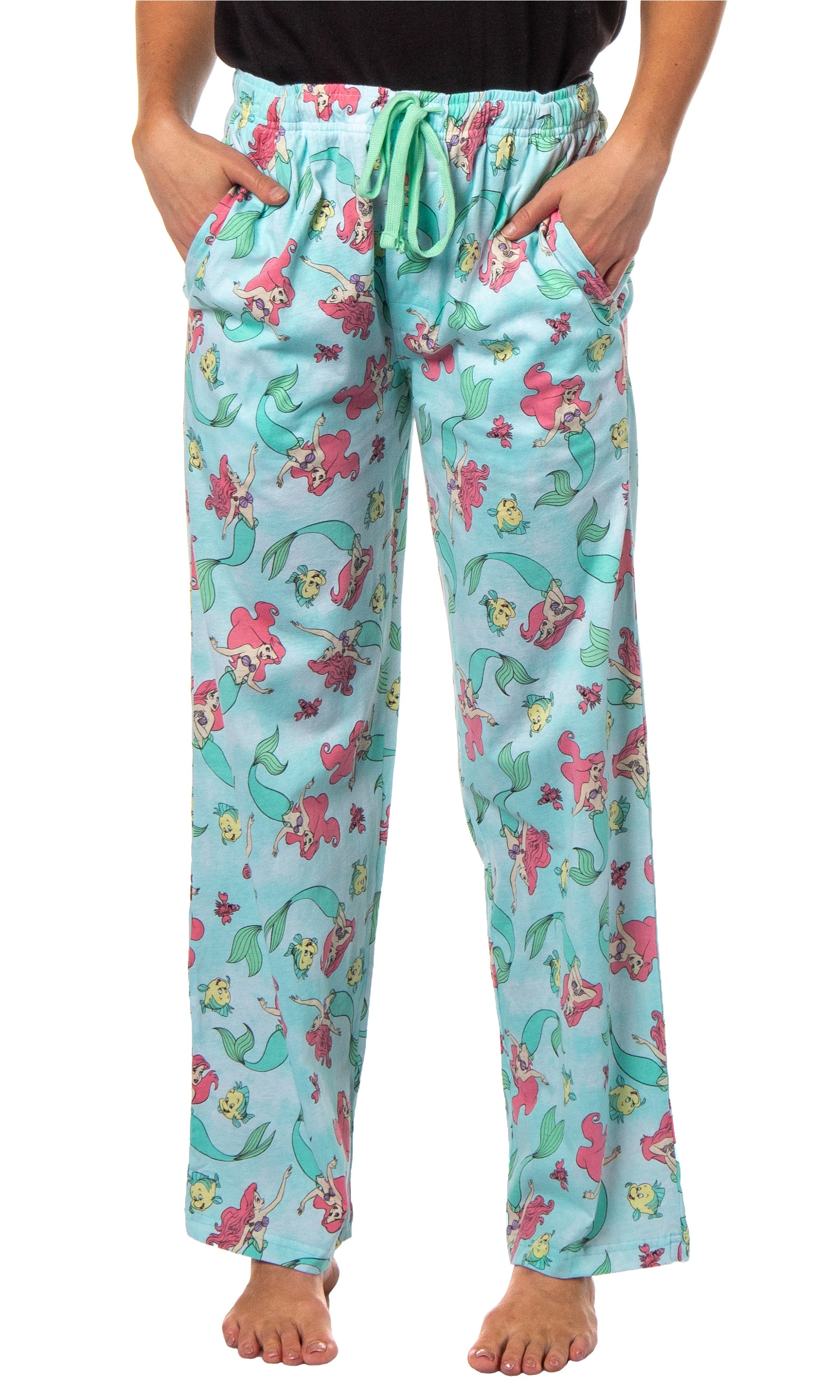 Disney Adult The Little Mermaid Ariel Flounder Sebastian Pajama Sleep Pants