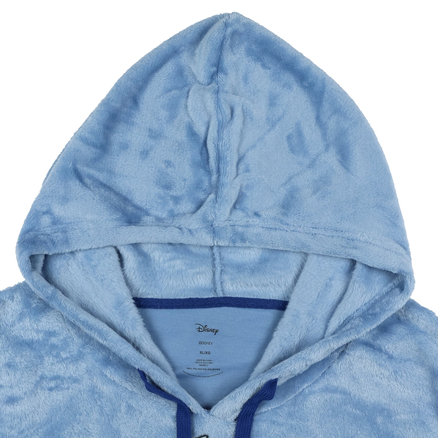 Disney Stitch Hoodie Big Face Crushed Velvet Fleece Adult Sweatshirt