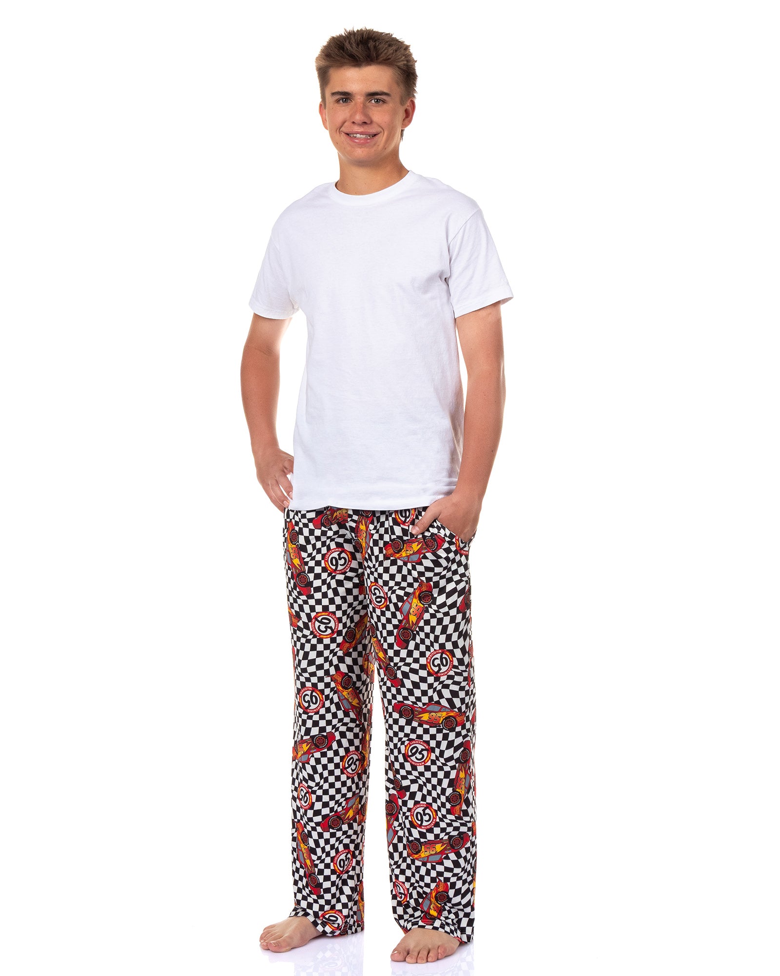 Disney Cars Pajamas Men's Lightning McQueen 95 Checkered Pajama Pants
