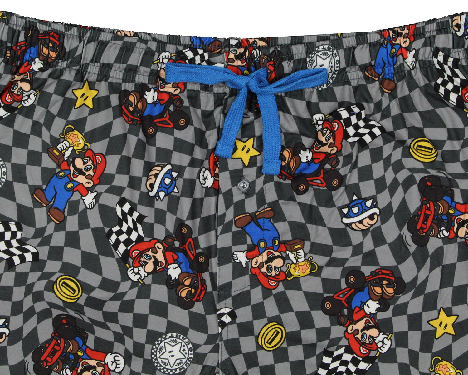 Super Mario Kart Men's Mario Champion Checkered Pajama Pants Adult Sleepwear