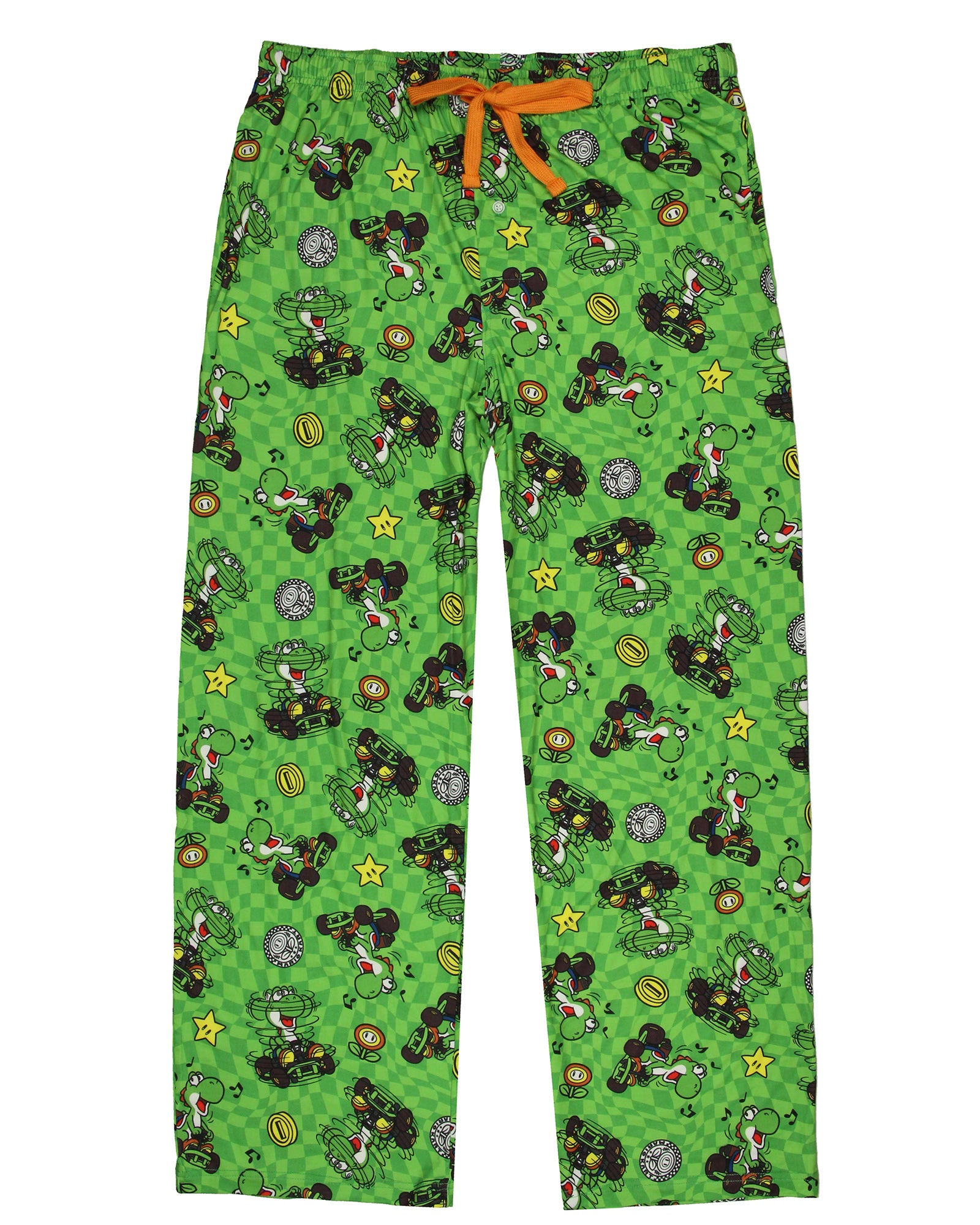 Super Mario Mario Kart Men's Yoshi Checkered Adult Sleepwear Pajama Pants