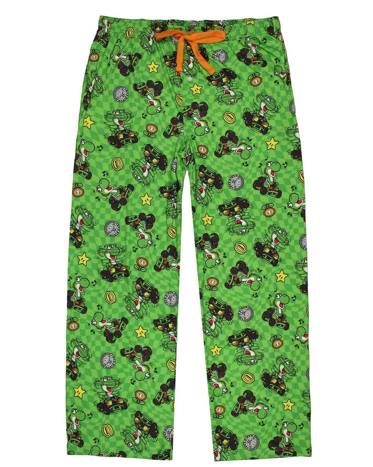 Super Mario Mario Kart Men's Yoshi Checkered Adult Sleepwear Pajama Pants