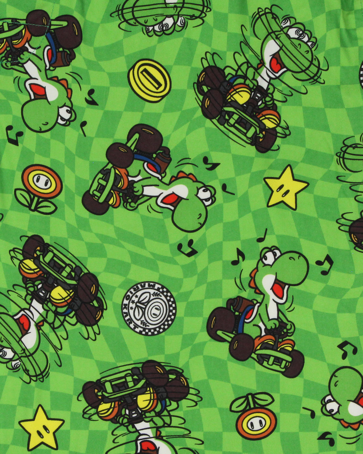Super Mario Mario Kart Men's Yoshi Checkered Adult Sleepwear Pajama Pants