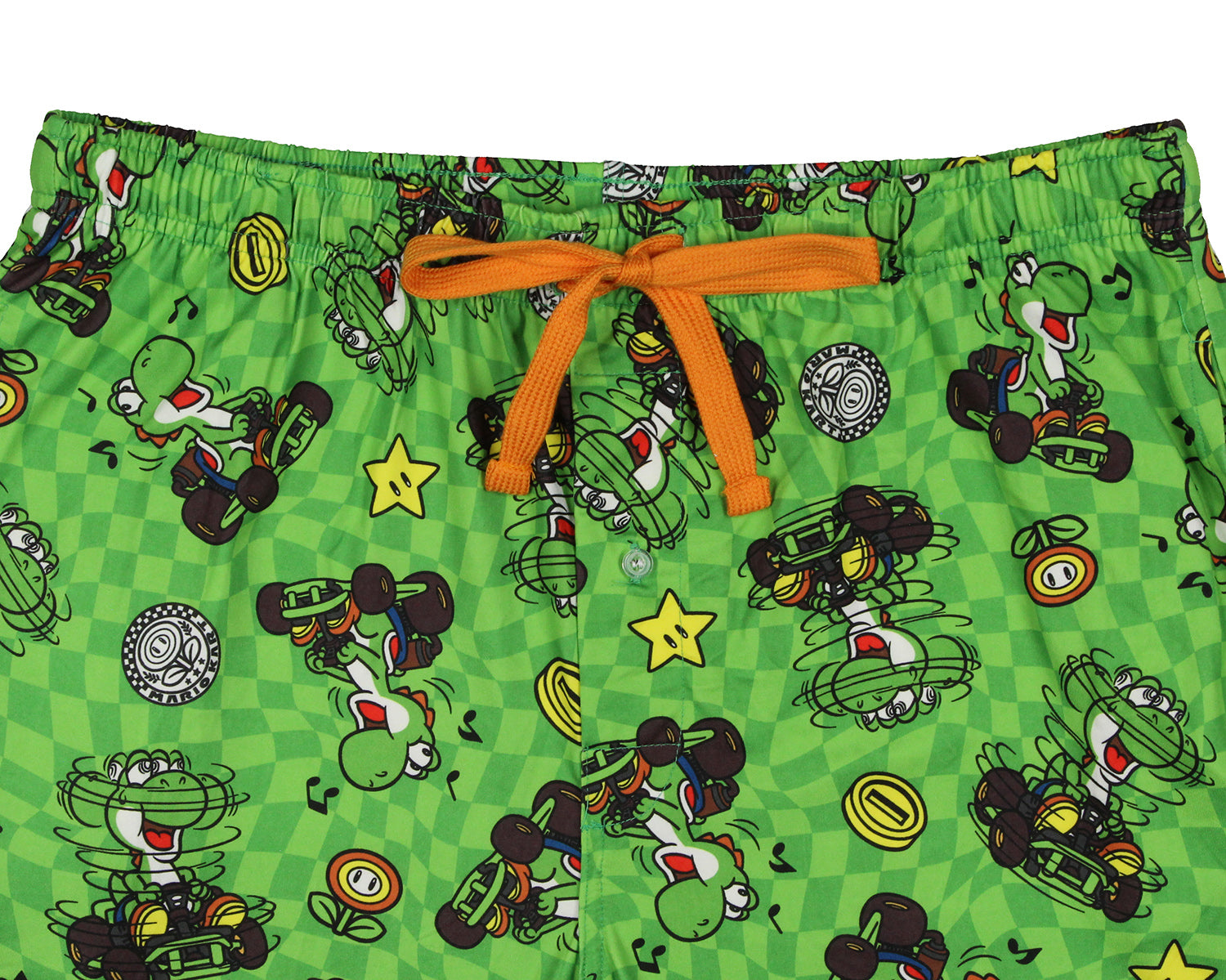 Super Mario Mario Kart Men's Yoshi Checkered Adult Sleepwear Pajama Pants