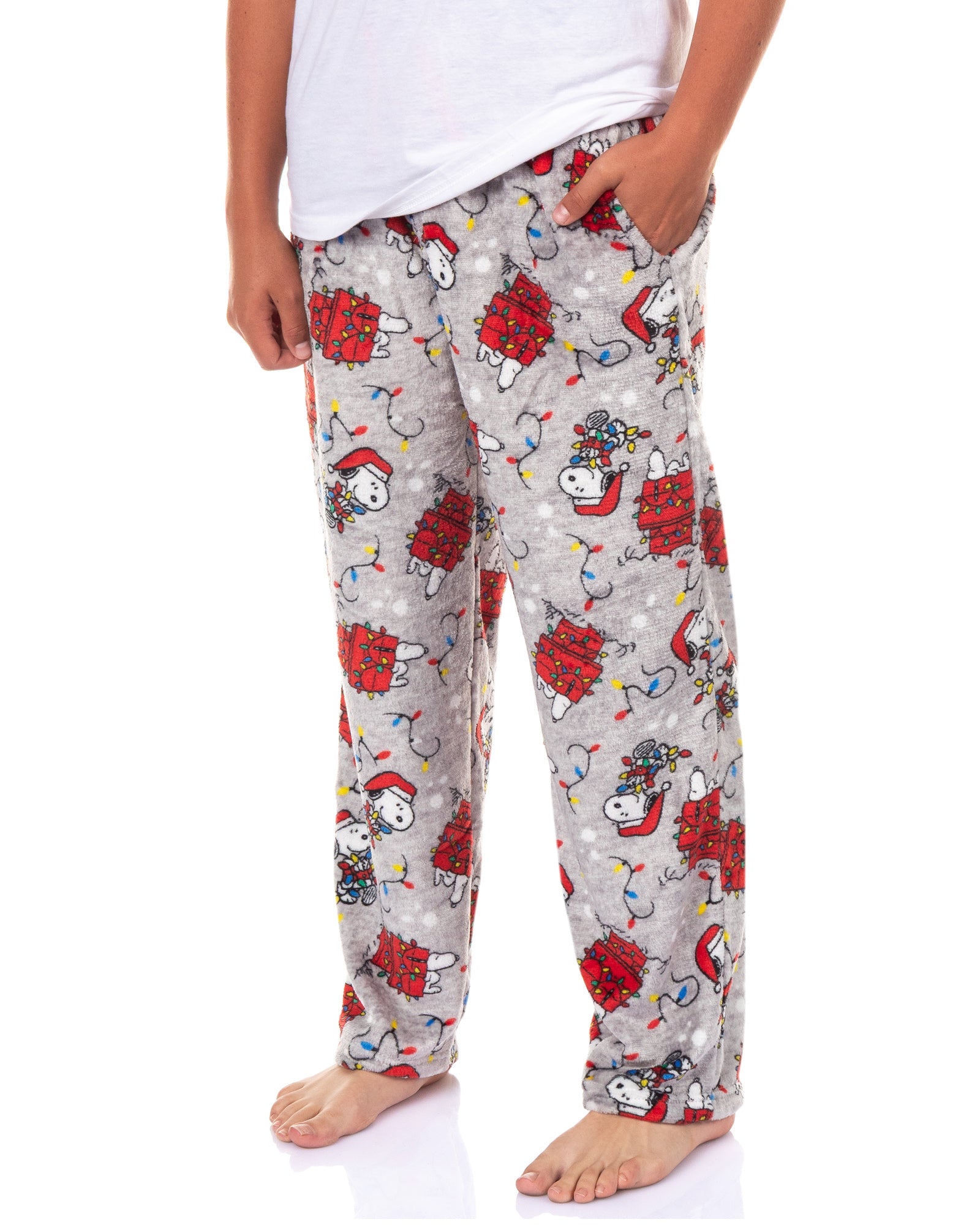 Peanuts Pajamas Men's Snoopy Christmas Lights Lounge Pajama Pants