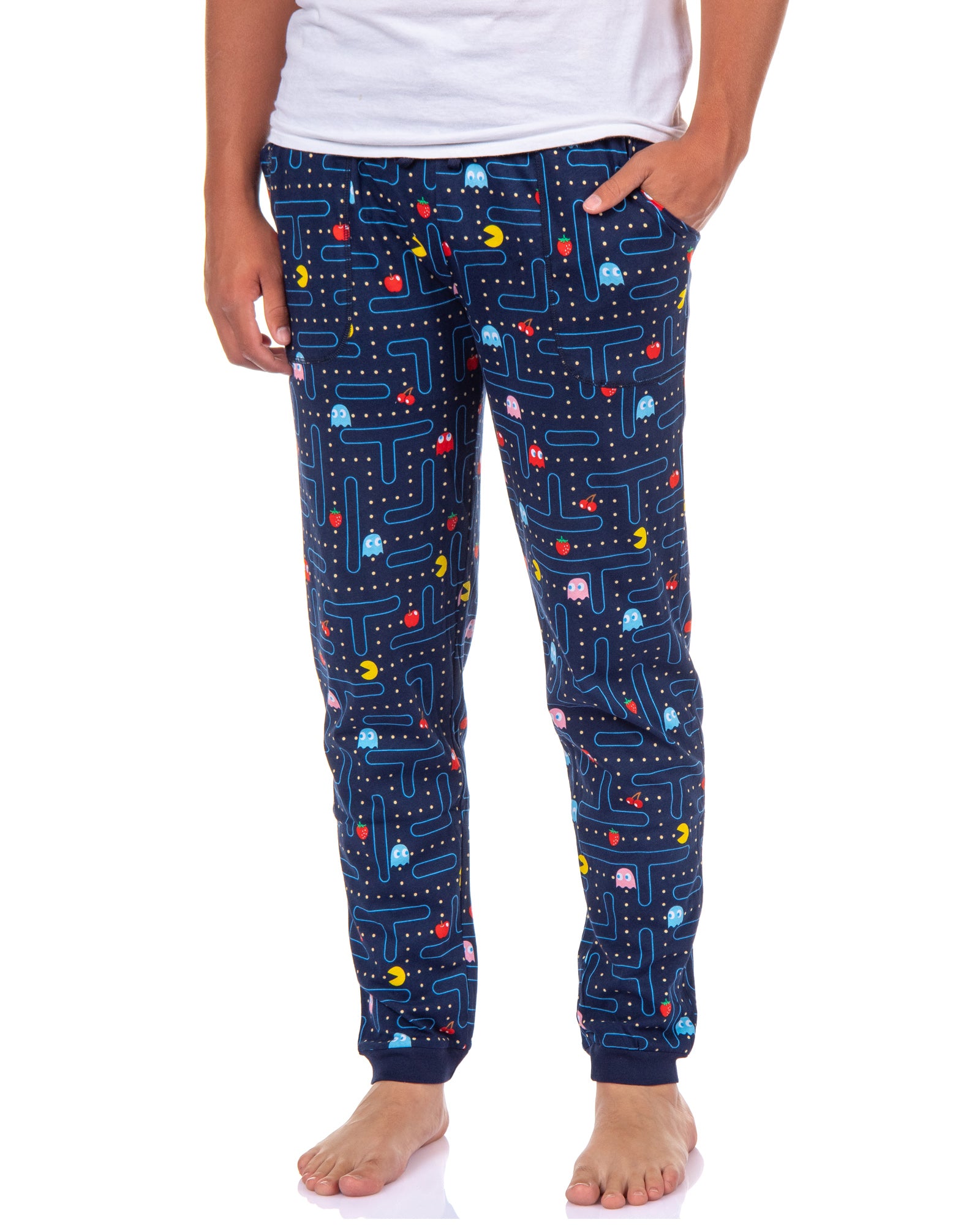 Pac-Man Pajama Pants Mens Blinky Inky Pinky Game Character PJ Joggers