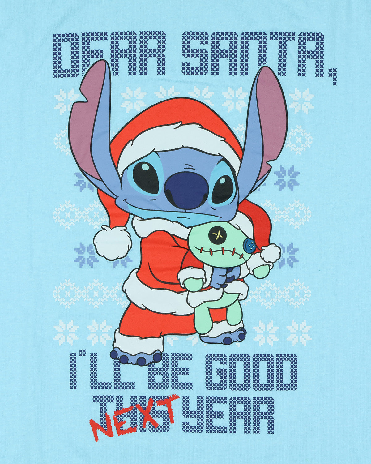Disney Stitch T-Shirt Men's Dear Santa I'll Be Good Next Year Ringer Tee