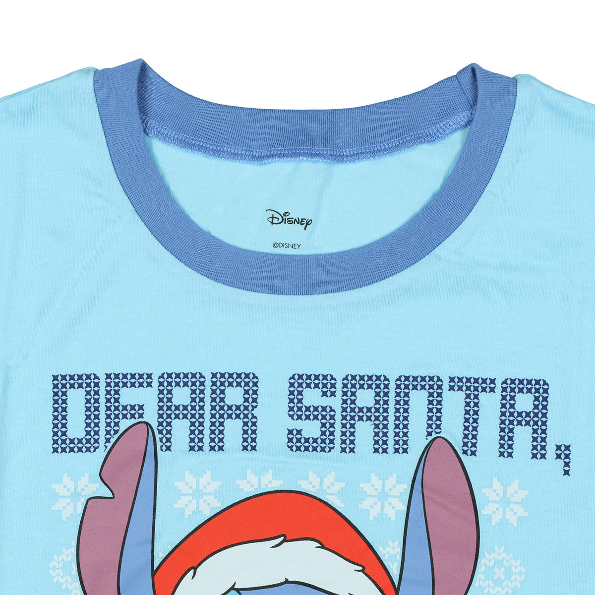 Disney Stitch T-Shirt Men's Dear Santa I'll Be Good Next Year Ringer Tee
