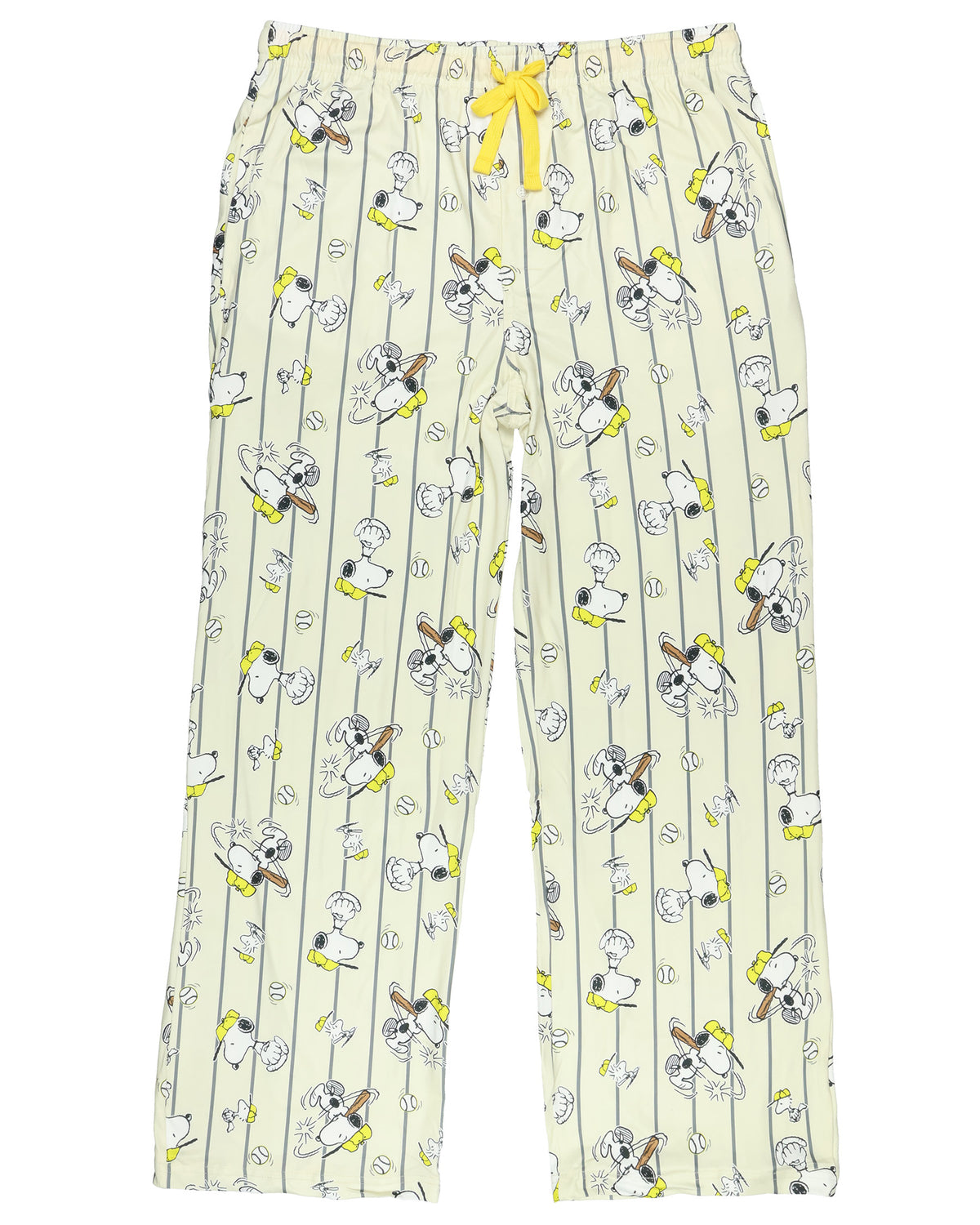 Peanuts Pajama Pants Mens Snoopy Baseball All Over Print Lounge Bottoms