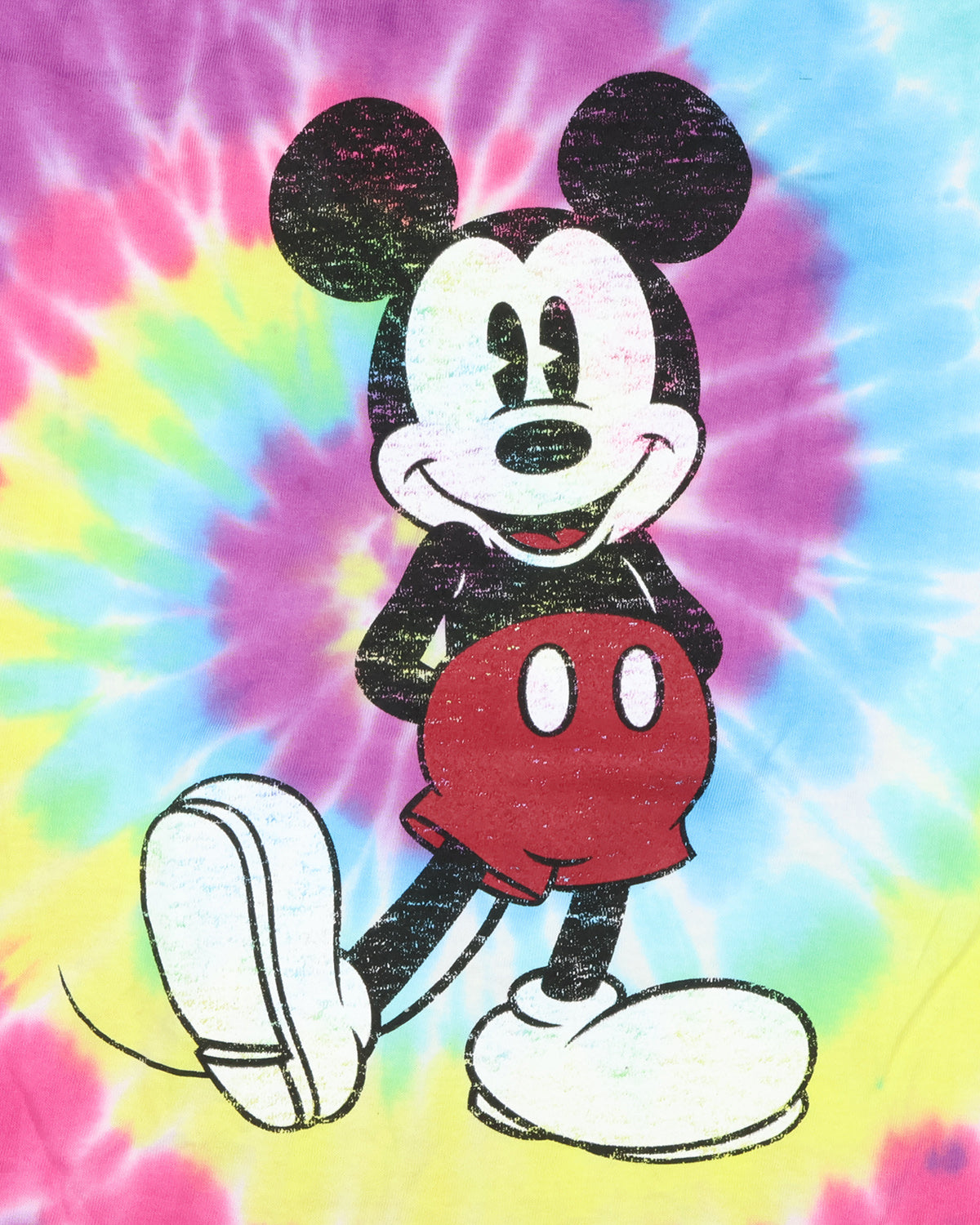 Disney Men's Mickey Mouse Distressed Tie-Dye Adult Short Sleeve T-Shirt