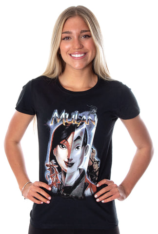 Disney Women's Juniors Mulan Noble Heroine Split Face T-Shirt