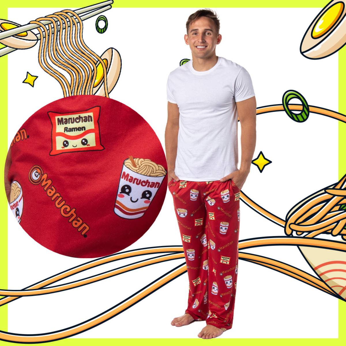 Maruchan Men's Ramen Noodles Soup Ramen Makes Me Happy Lounge Pajama Pants