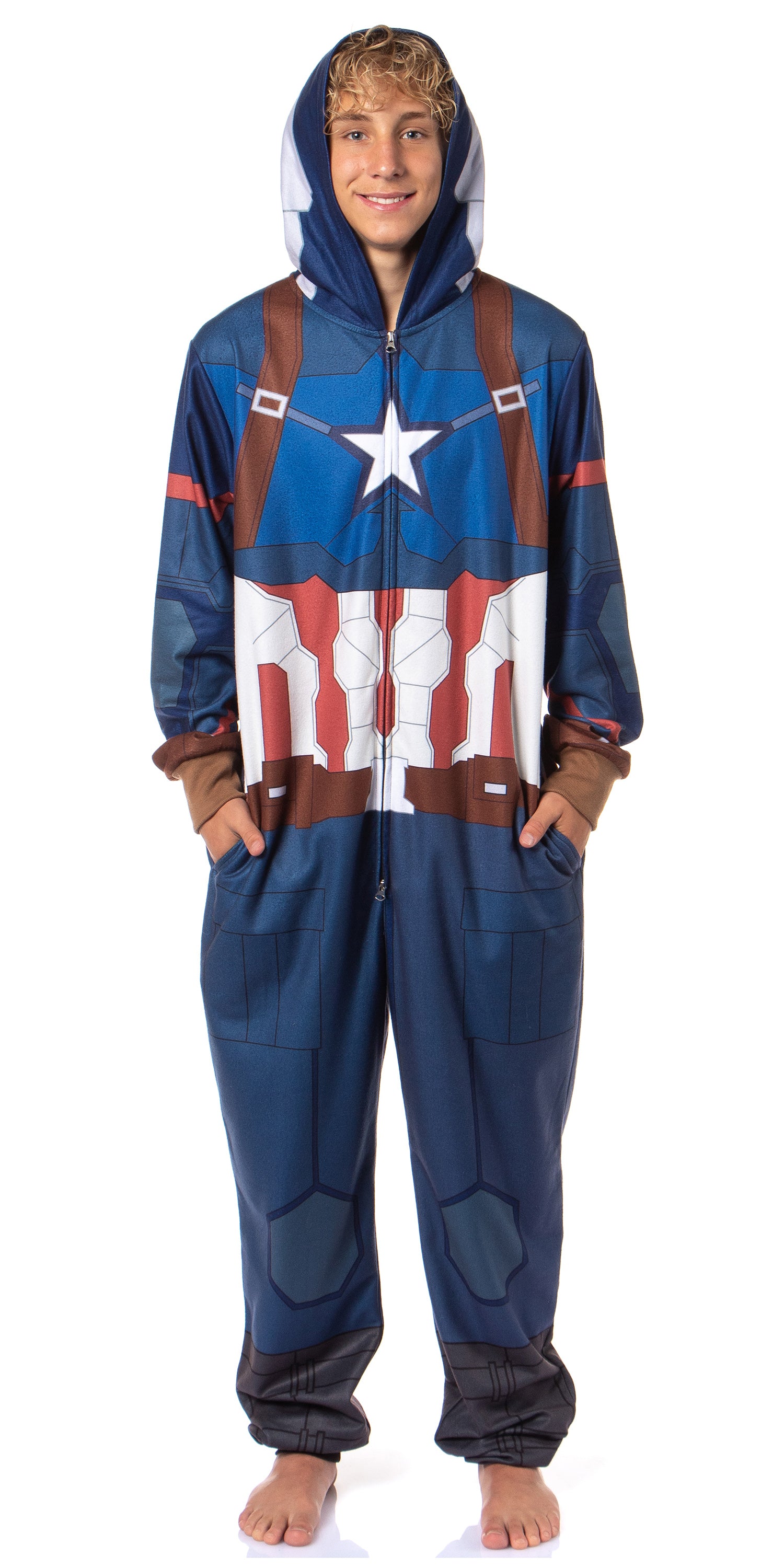 Marvel Men's Superhero Hooded Union Suit Costume Pajama