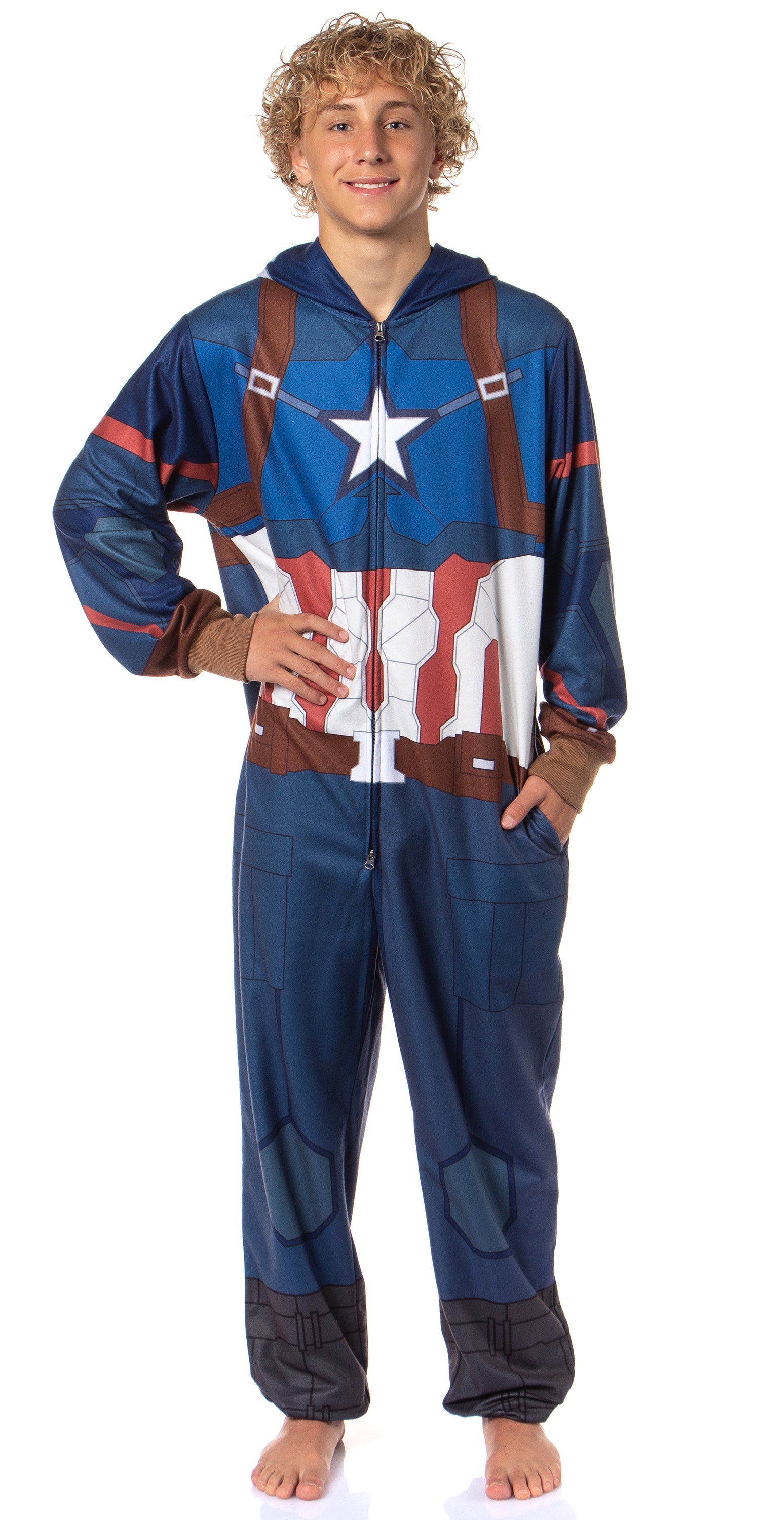 Marvel Men's Superhero Hooded Union Suit Costume Pajama