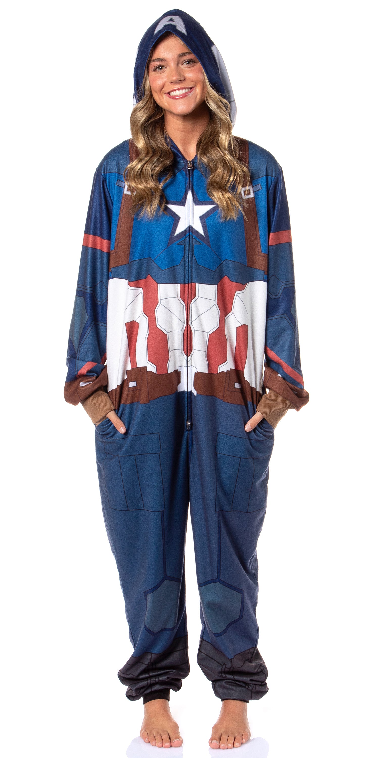 Marvel Men's Superhero Hooded Union Suit Costume Pajama