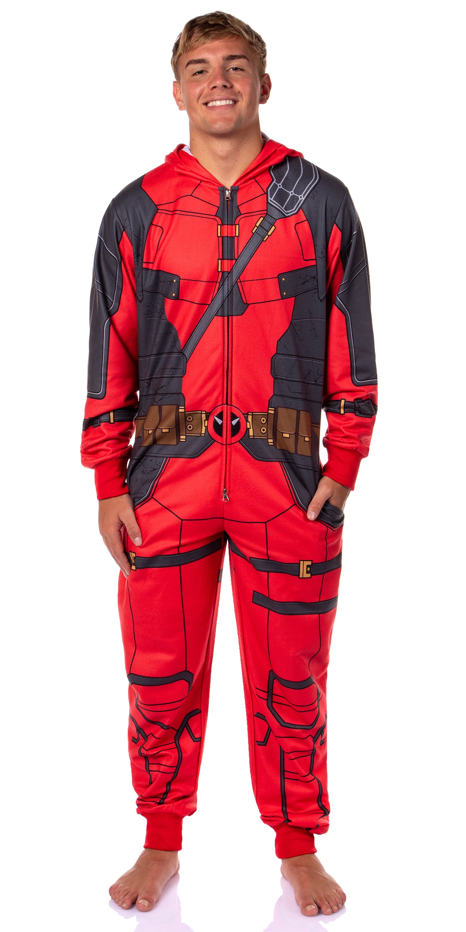 Marvel Men's Superhero Hooded Union Suit Costume Pajama
