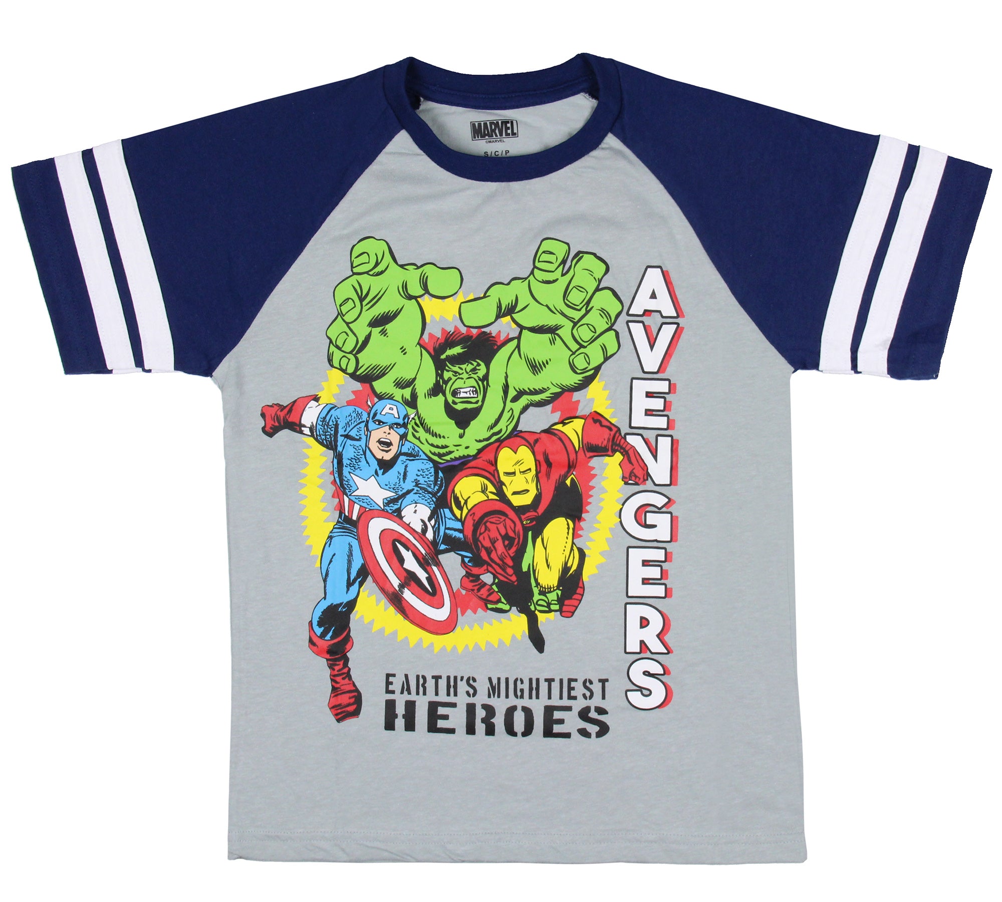 Marvel Avengers Boys' Hulk Iron Man Captain America Jersey T-Shirt Tee