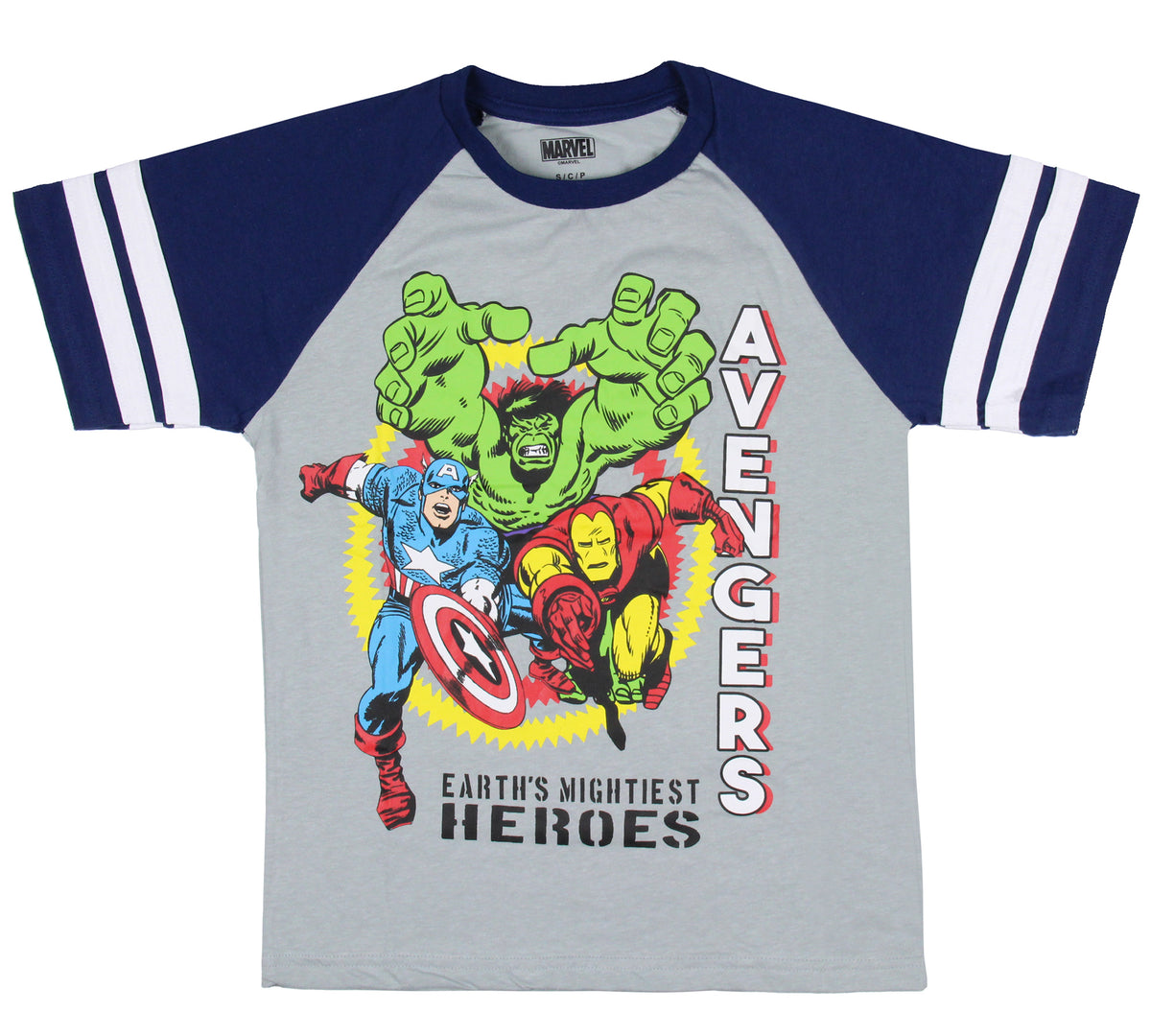 Marvel Avengers Boys' Hulk Iron Man Captain America Jersey T-Shirt Tee
