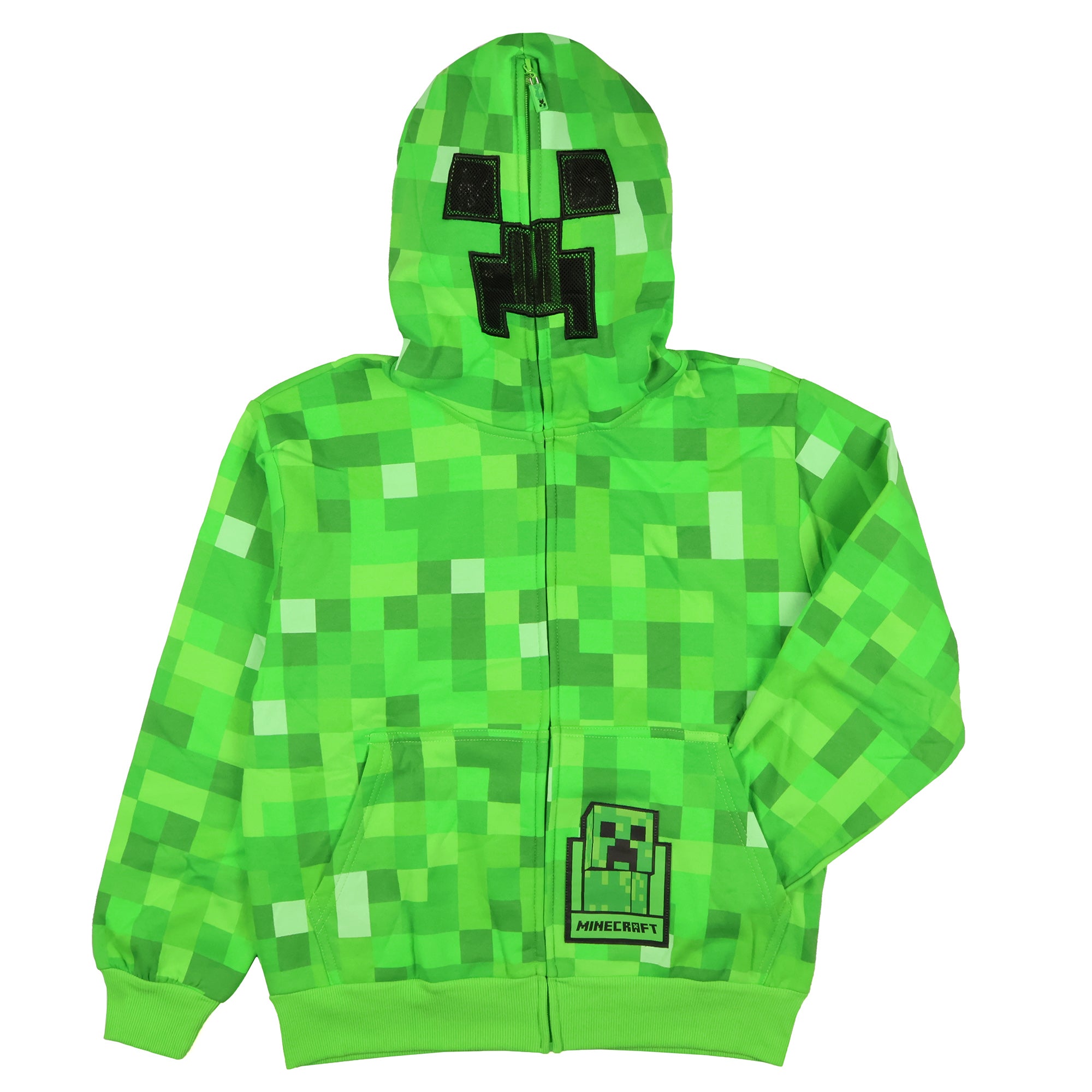 Minecraft Boys' I Am Creeper Allover Pixel Design Full-Zip Hoodie