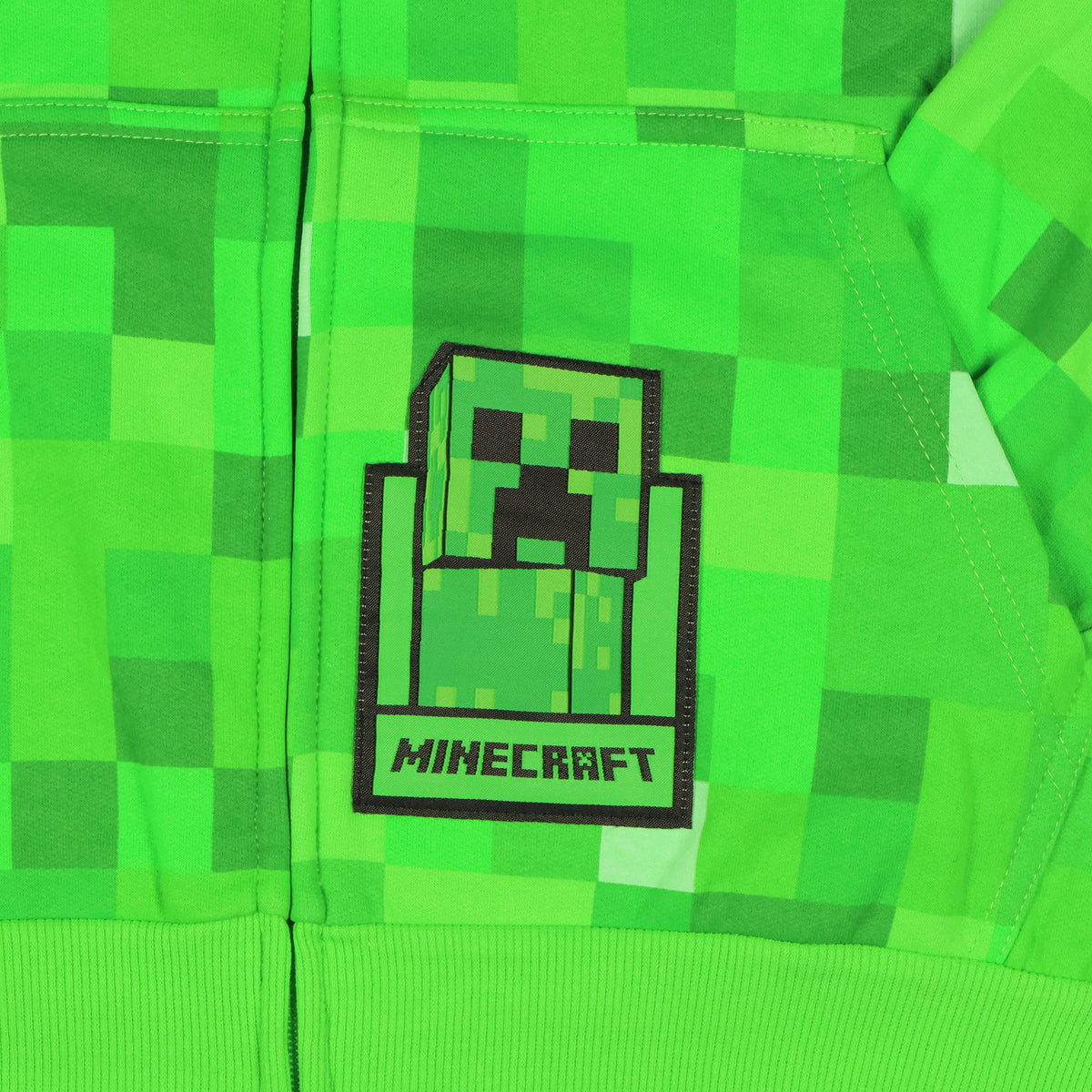 Minecraft Boys' I Am Creeper Allover Pixel Design Full-Zip Hoodie