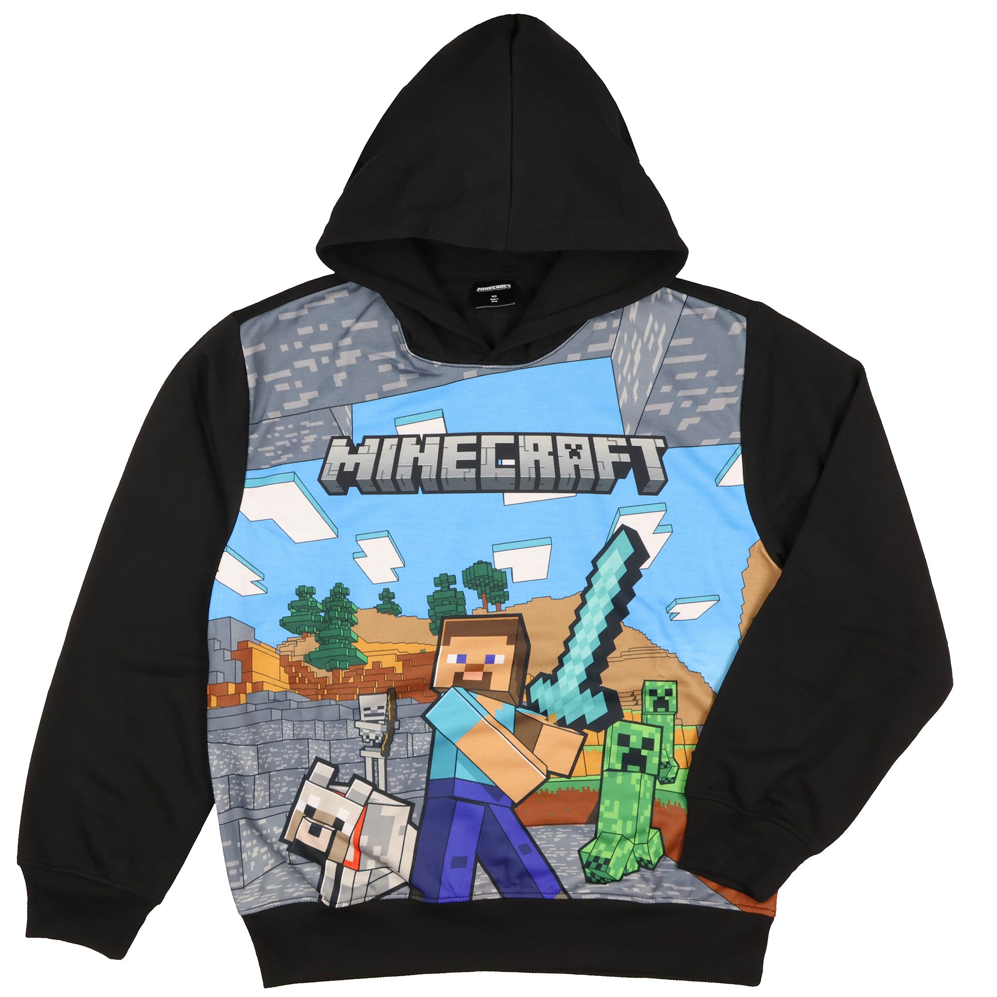 Minecraft Boy's Minecraft World Steve Creeper Wolf Pullover Hooded Hoodie