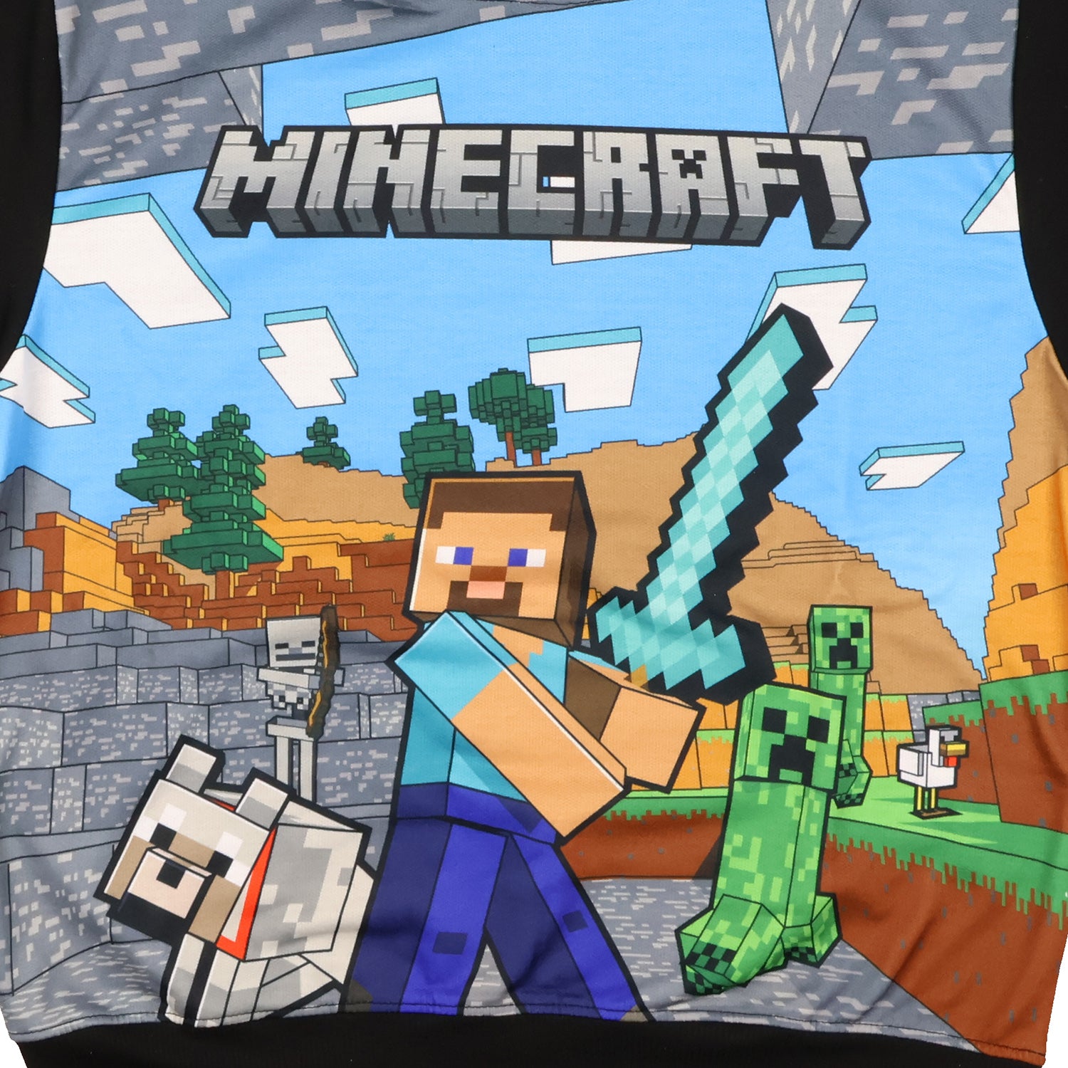 Minecraft Boy's Minecraft World Steve Creeper Wolf Pullover Hooded Hoodie
